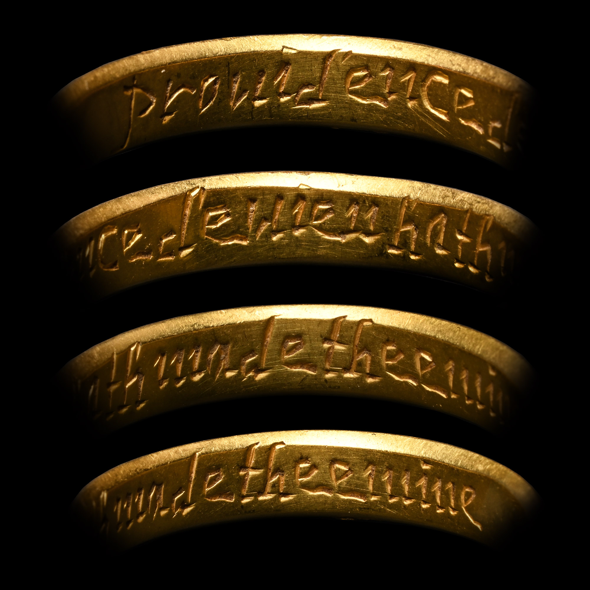 Large Post Medieval 'Providence Divine Hath Made Thee Mine' Gold Posy Ring