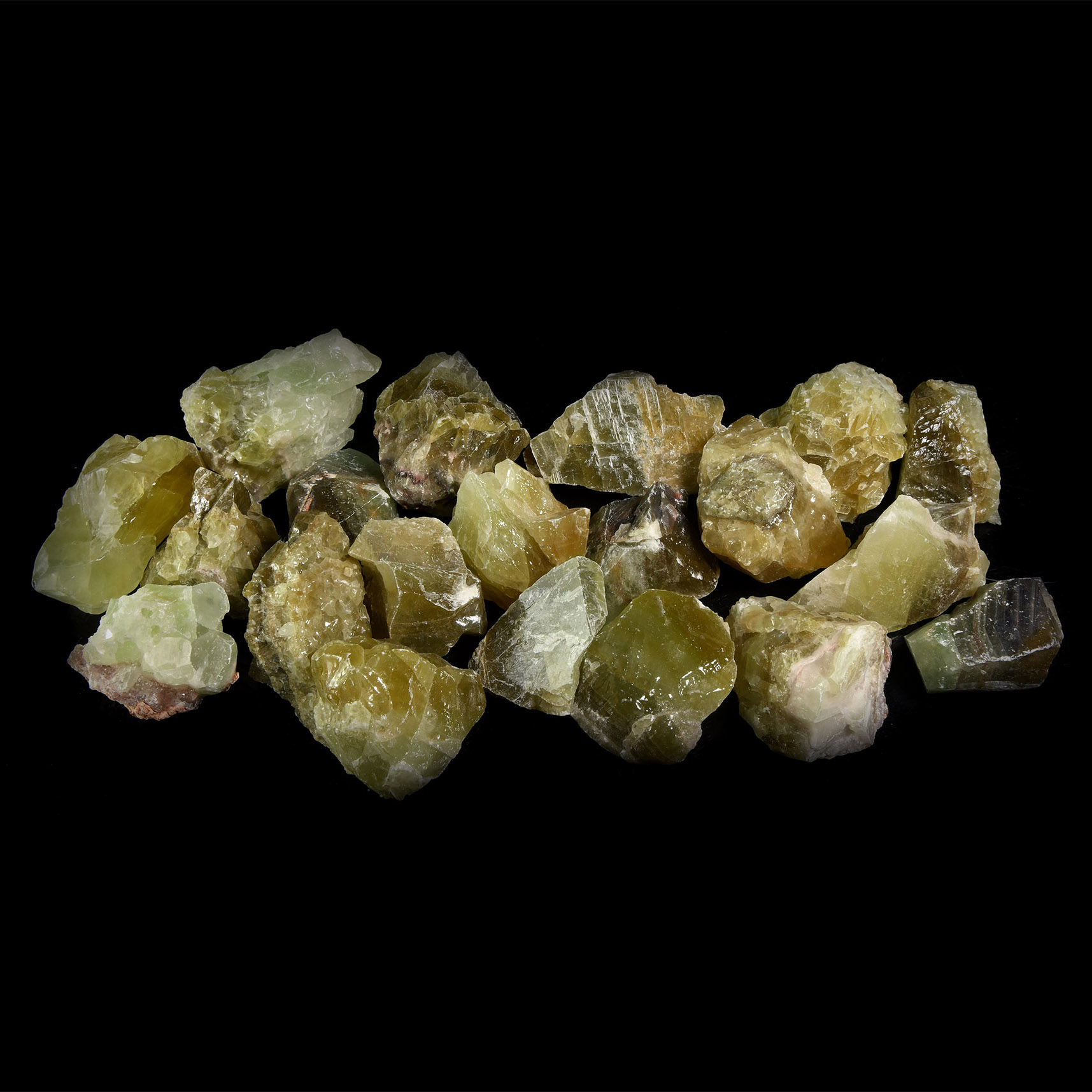 Large Green Calcite Mineral Specimens