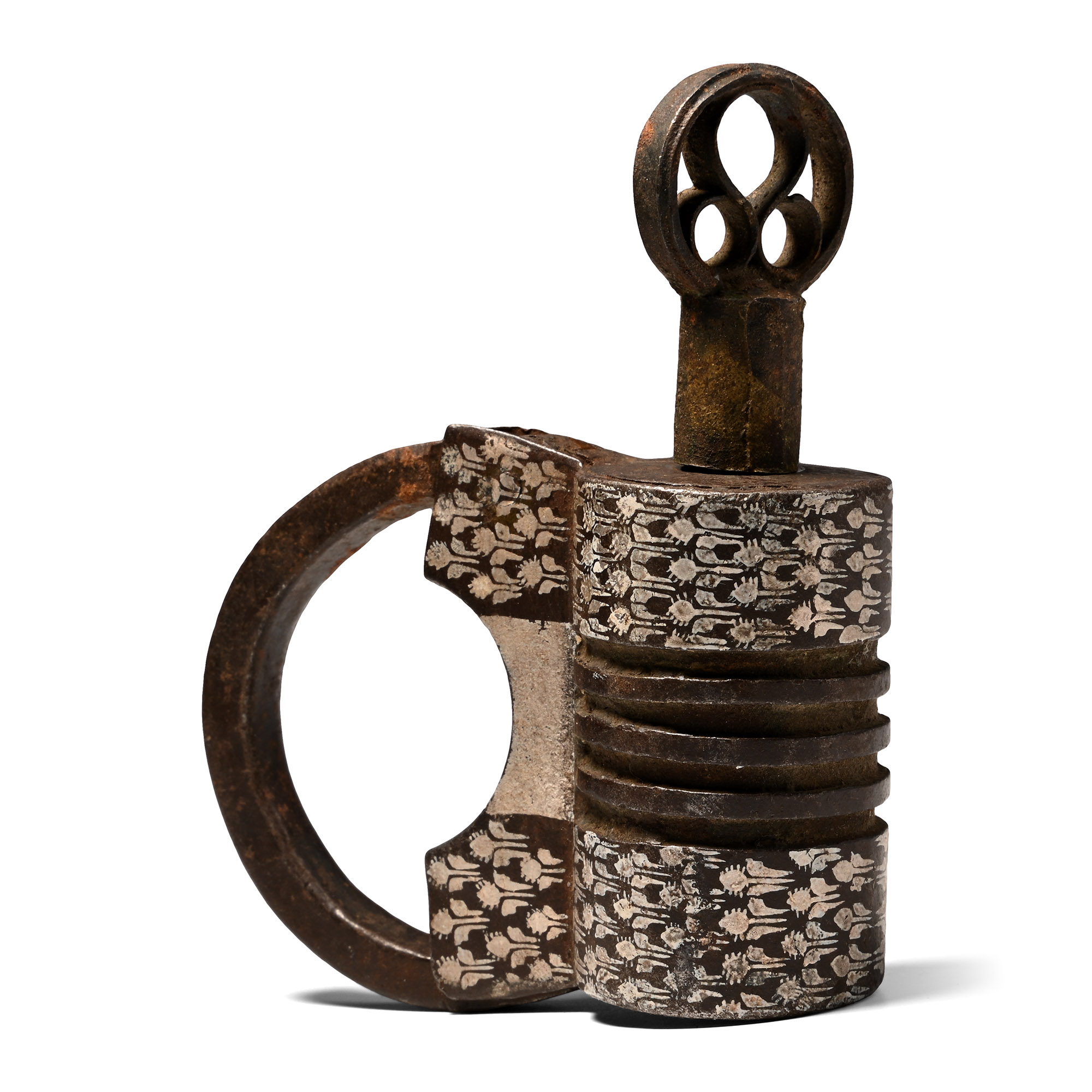 Inlaid Iron Padlock with Key