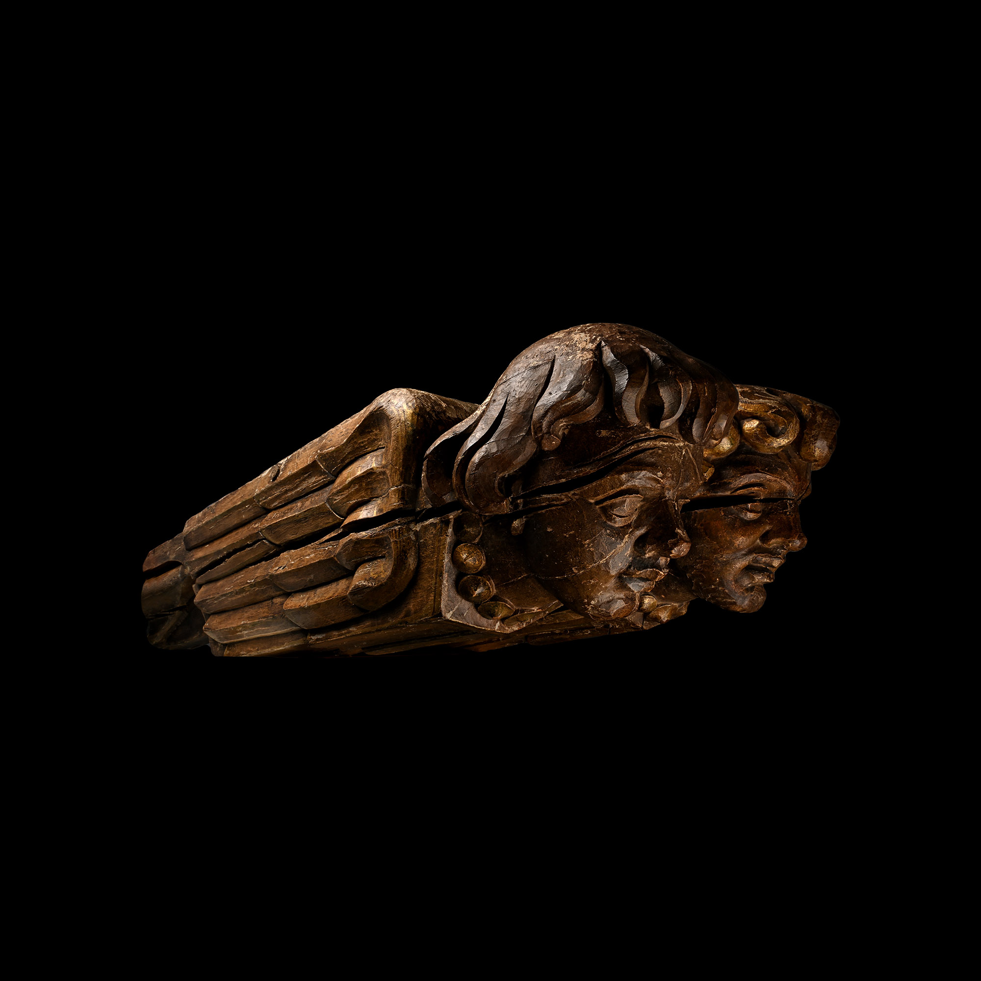 Massive Medieval Gilt Oak Hammer Beam Roof Angel Pair