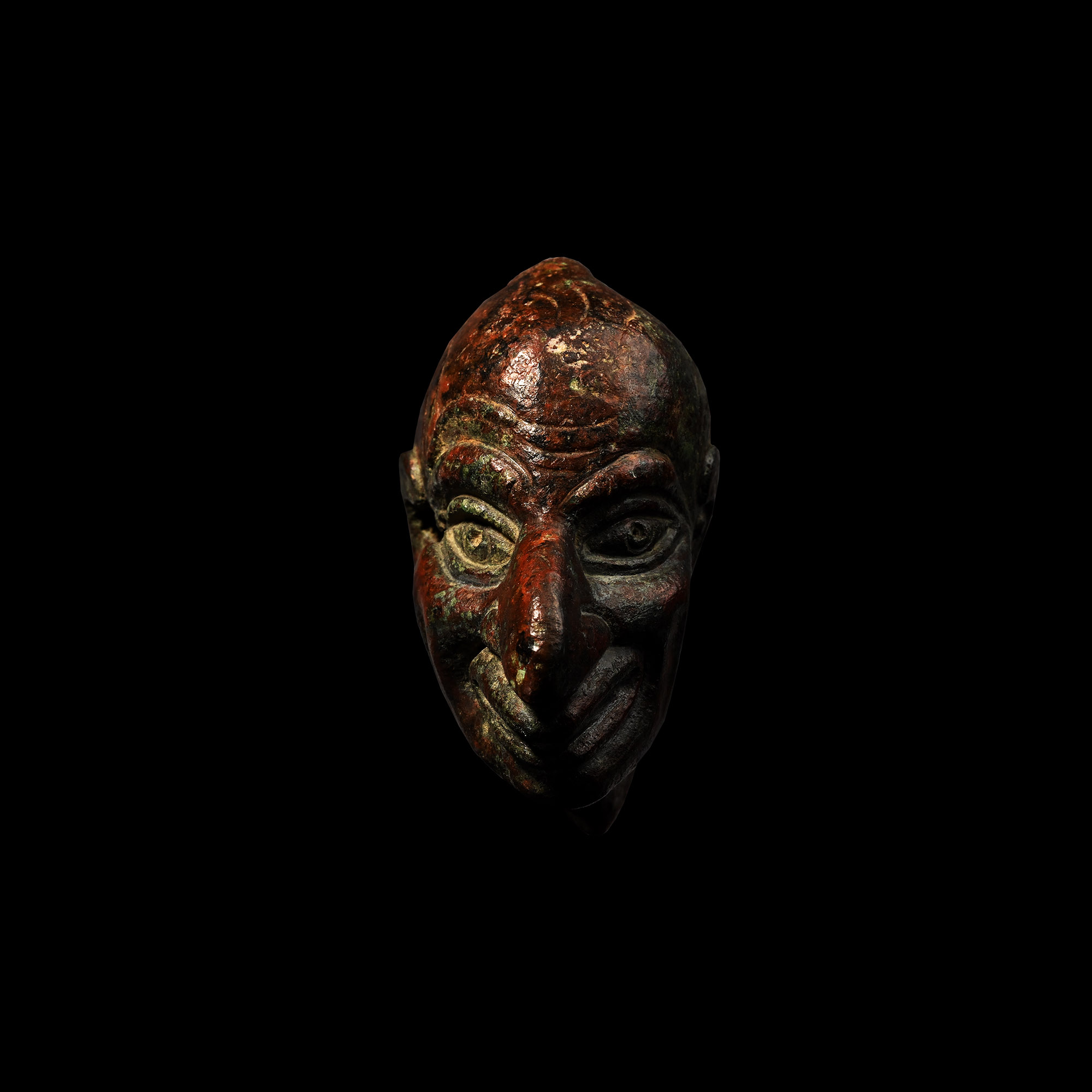 Roman Bronze Head of a Grotesque Dwarf