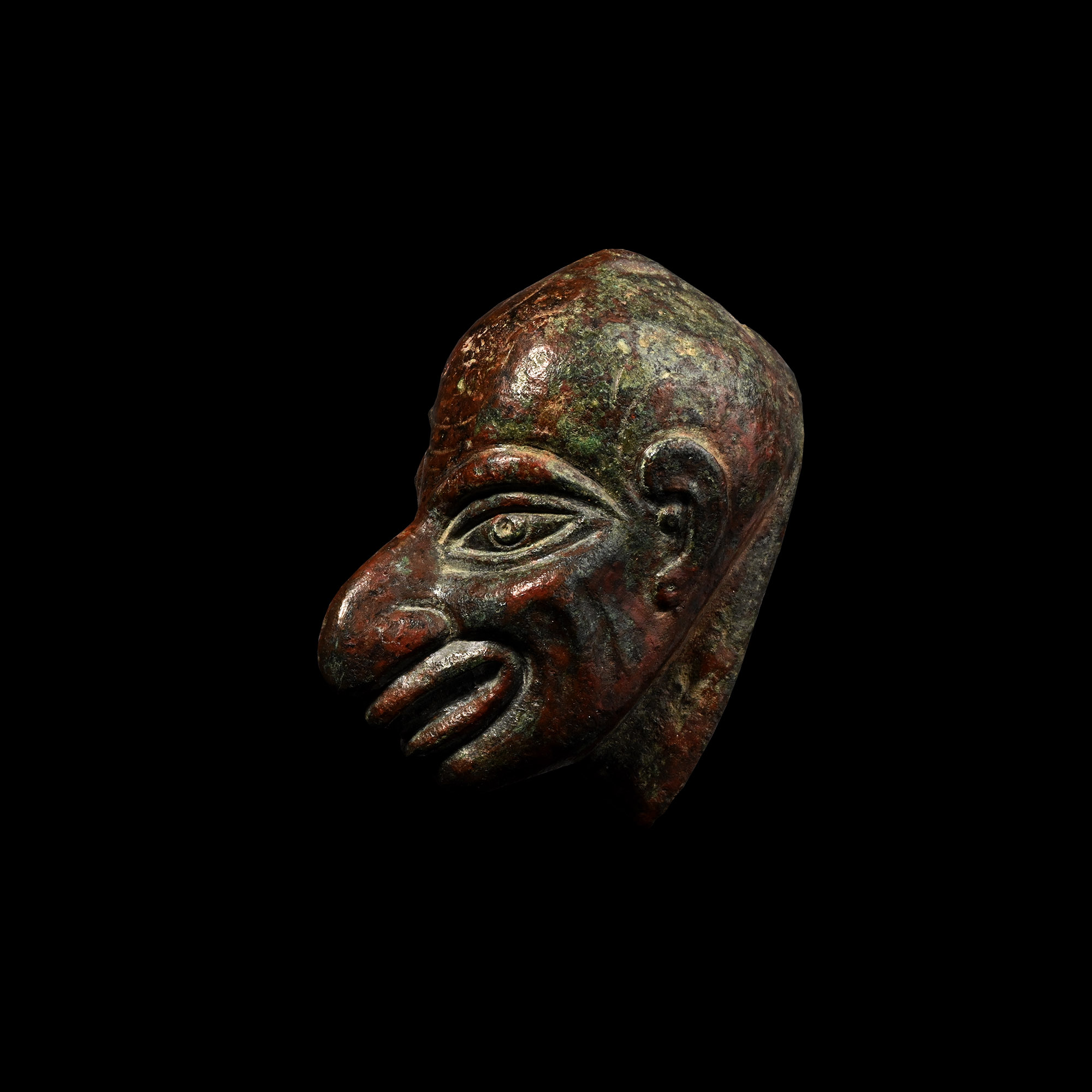 Roman Bronze Head of a Grotesque Dwarf