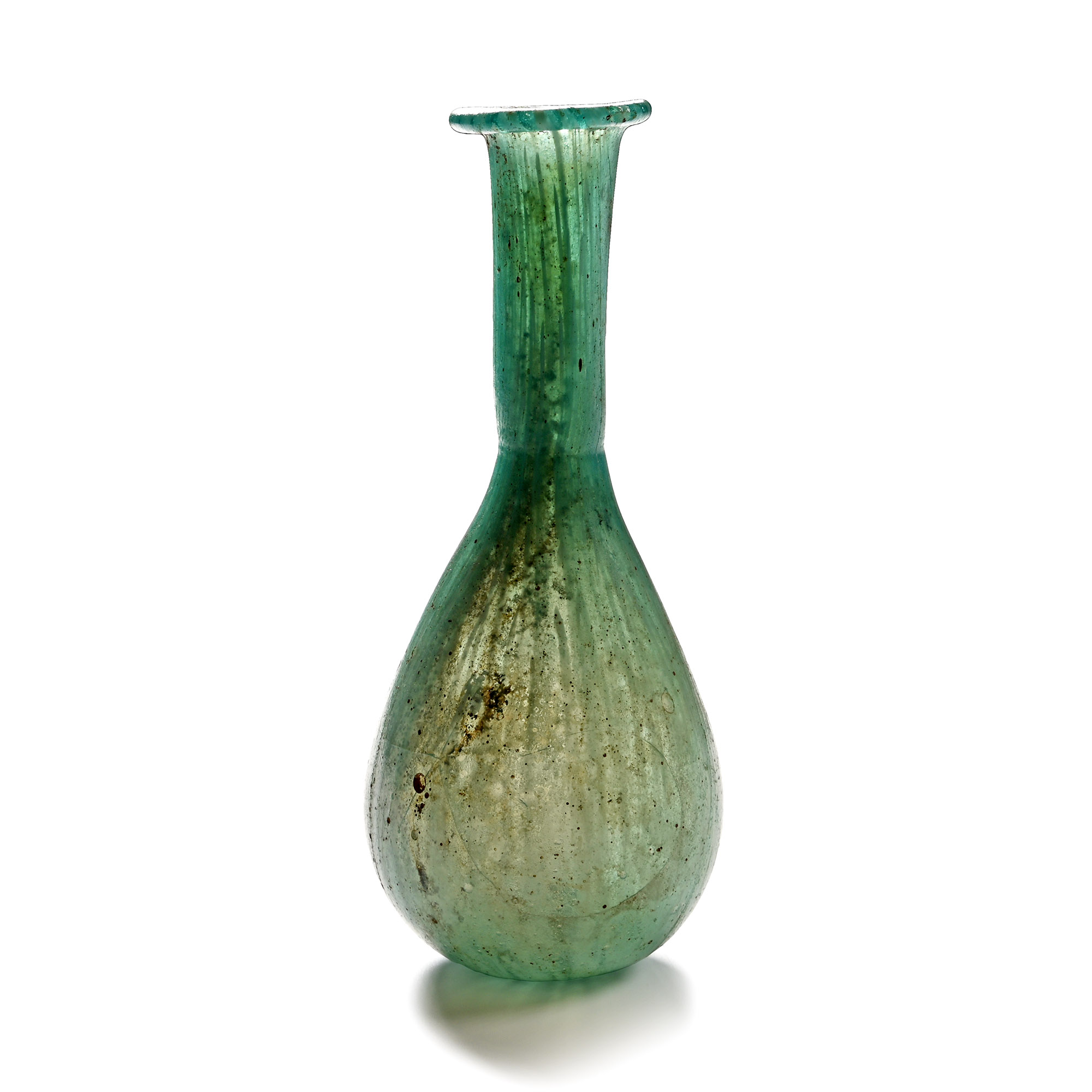 Roman Marbled Turquoise Glass Bottle