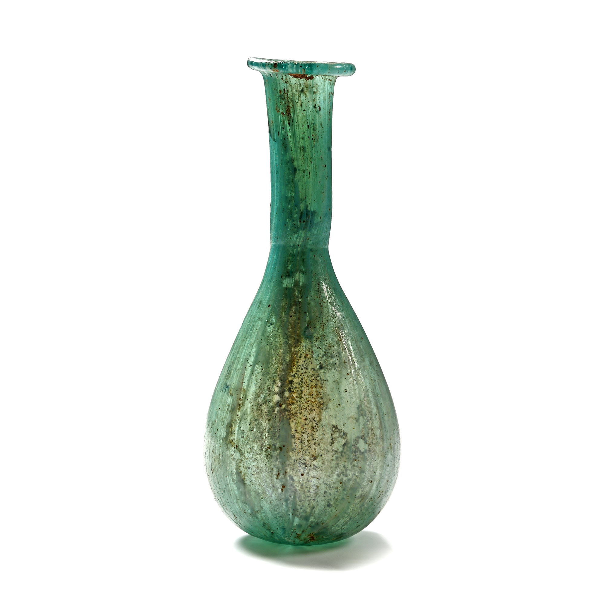 Roman Marbled Turquoise Glass Bottle