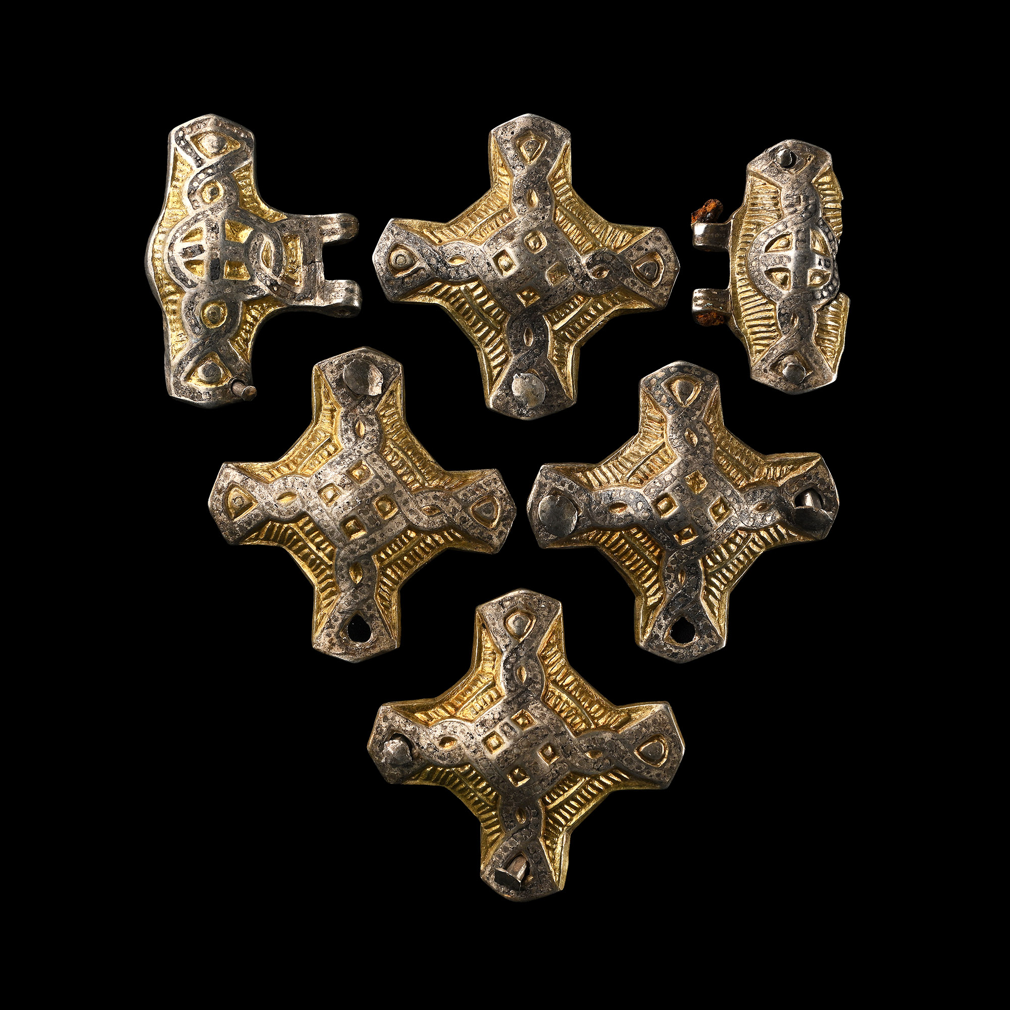 Pre-Viking Heavy Silver-Gilt Belt Mount Set