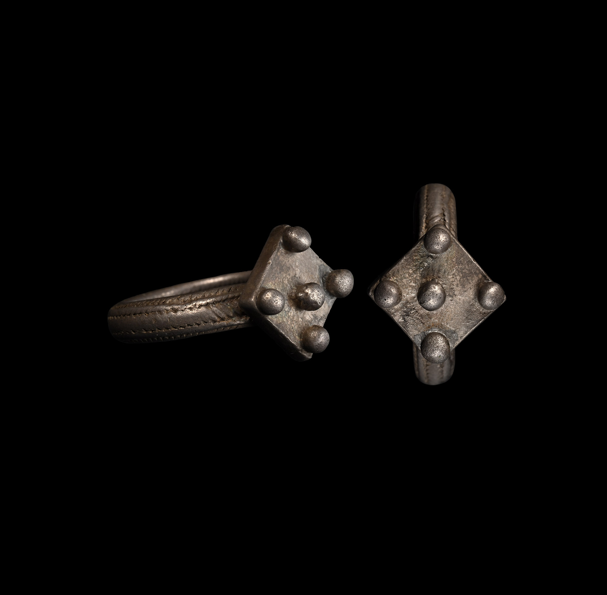 Roman Heavy Silver Ring with Square Plaque
