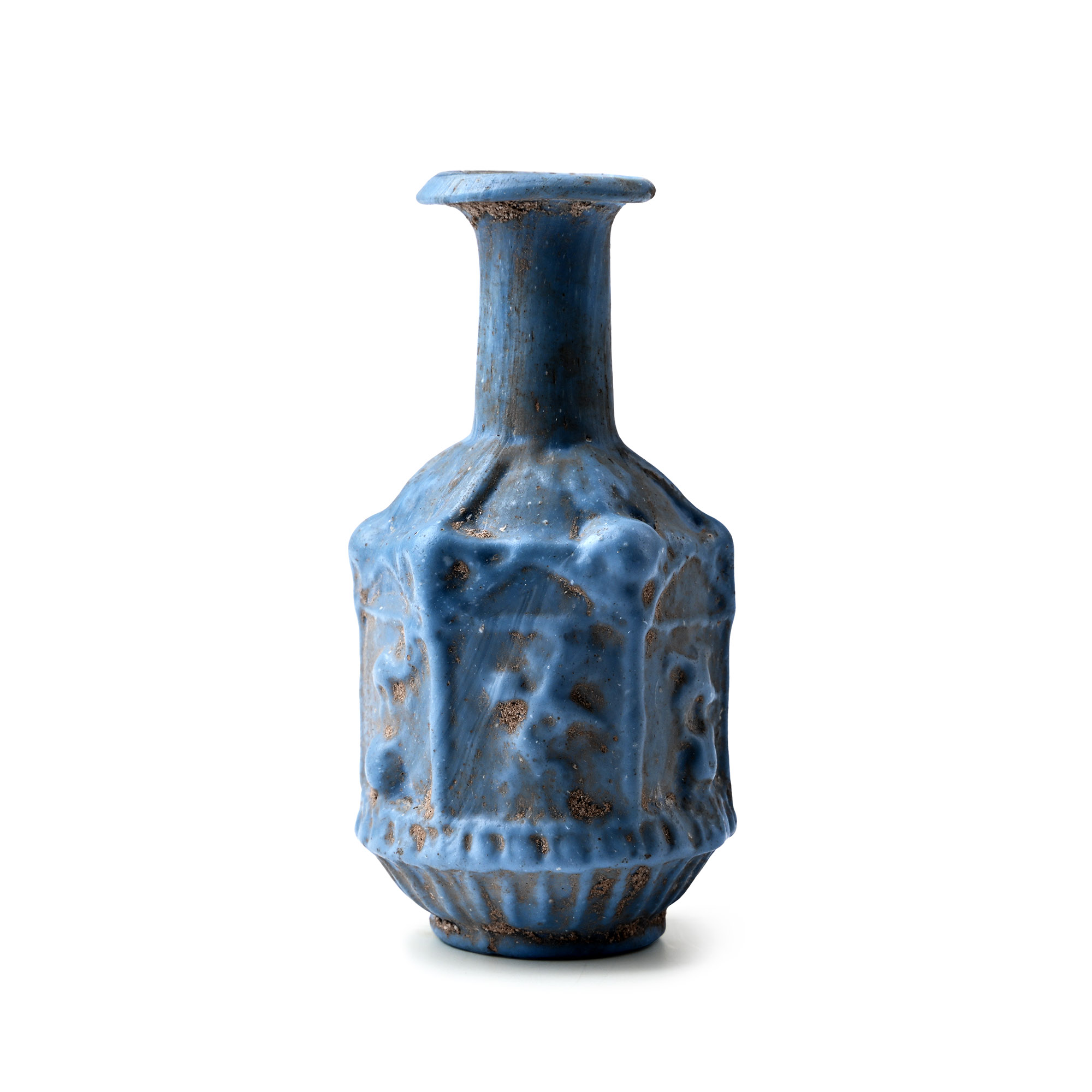 Roman Sidonian Opaque Light Blue Glass Flask