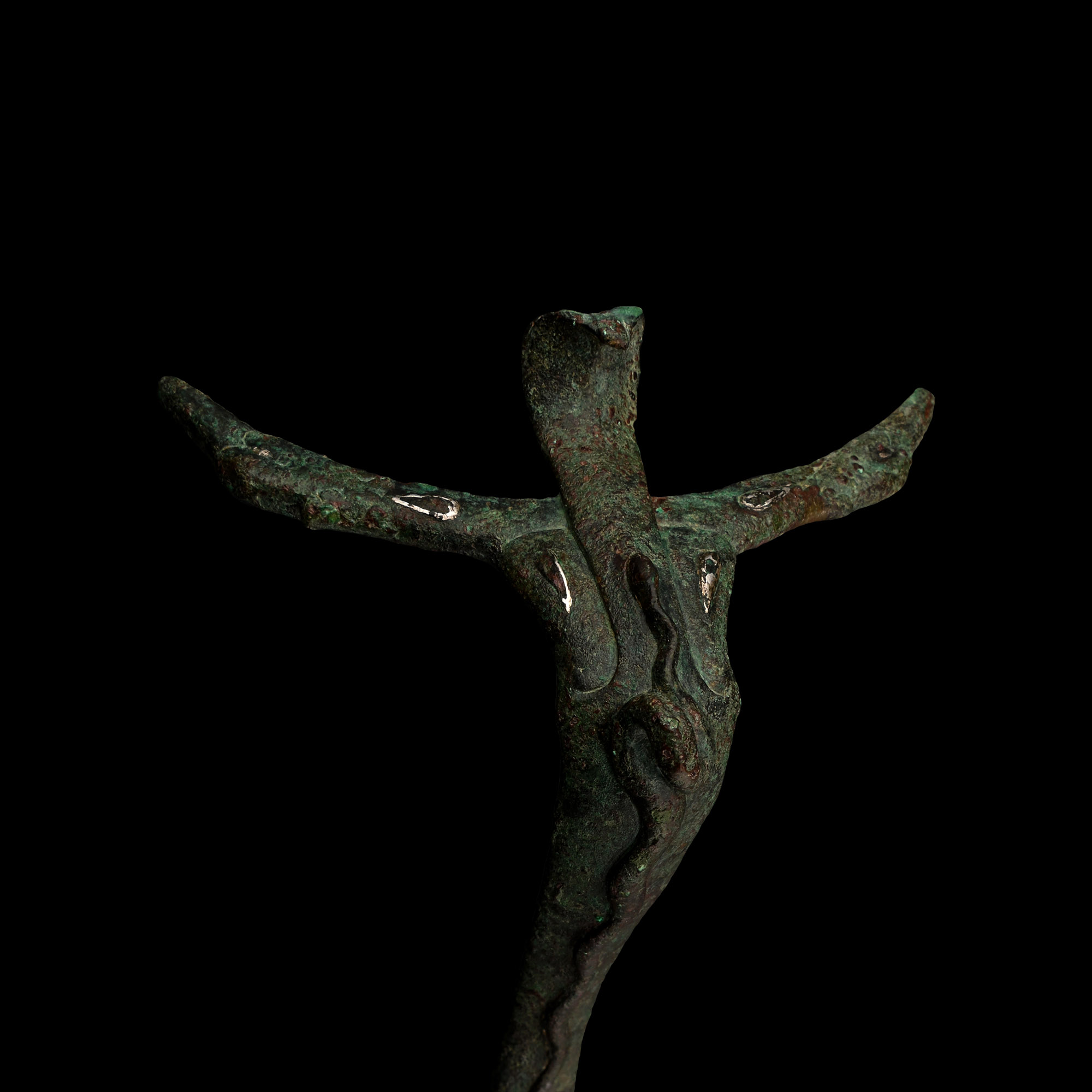 Roman Bronze Vessel Handle with Face