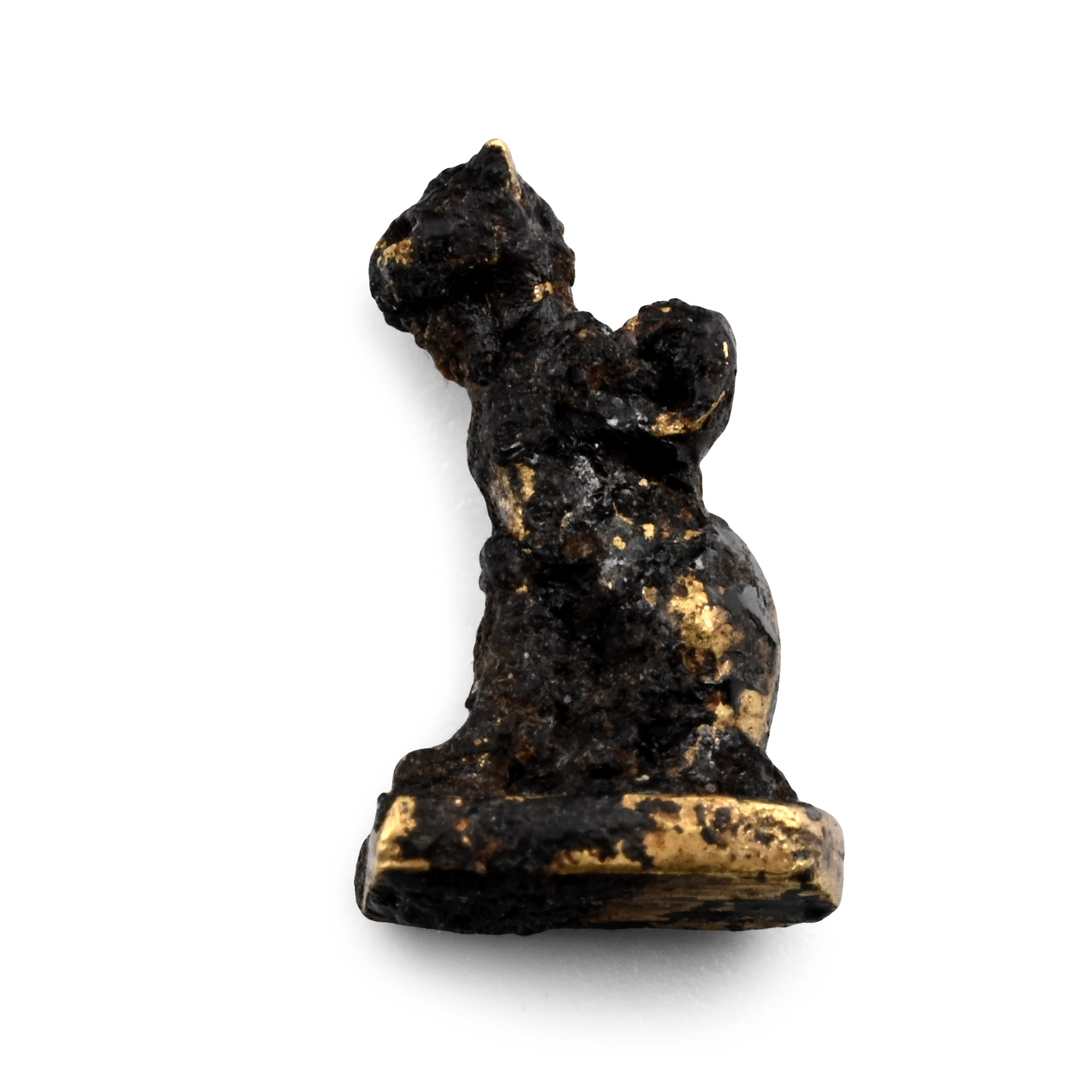 Egyptian Gold Bastet Seated Cat Amulet