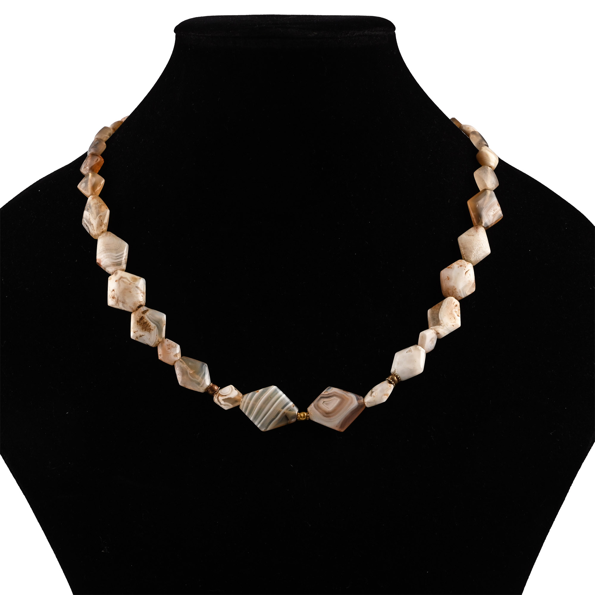 Western Asiatic Pale Agate and Gold Bead Necklace