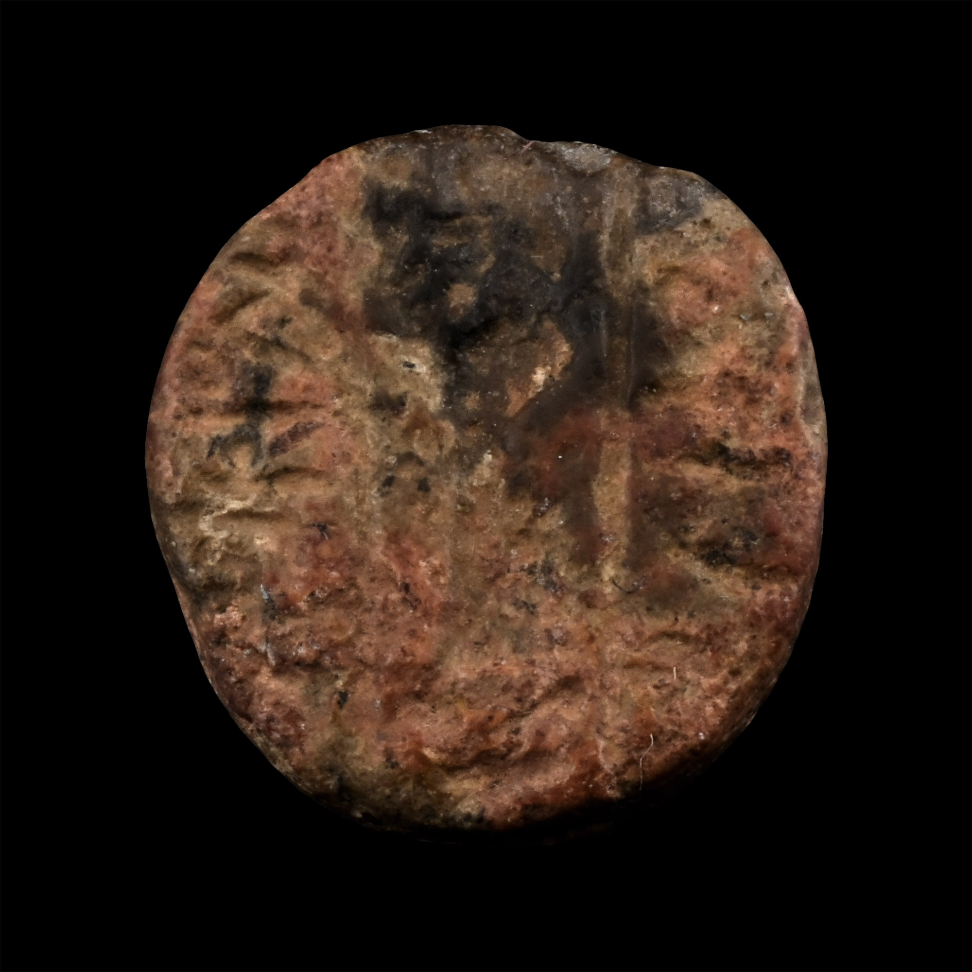 Western Asiatic Stone Scaraboid Seal with King and Inscription