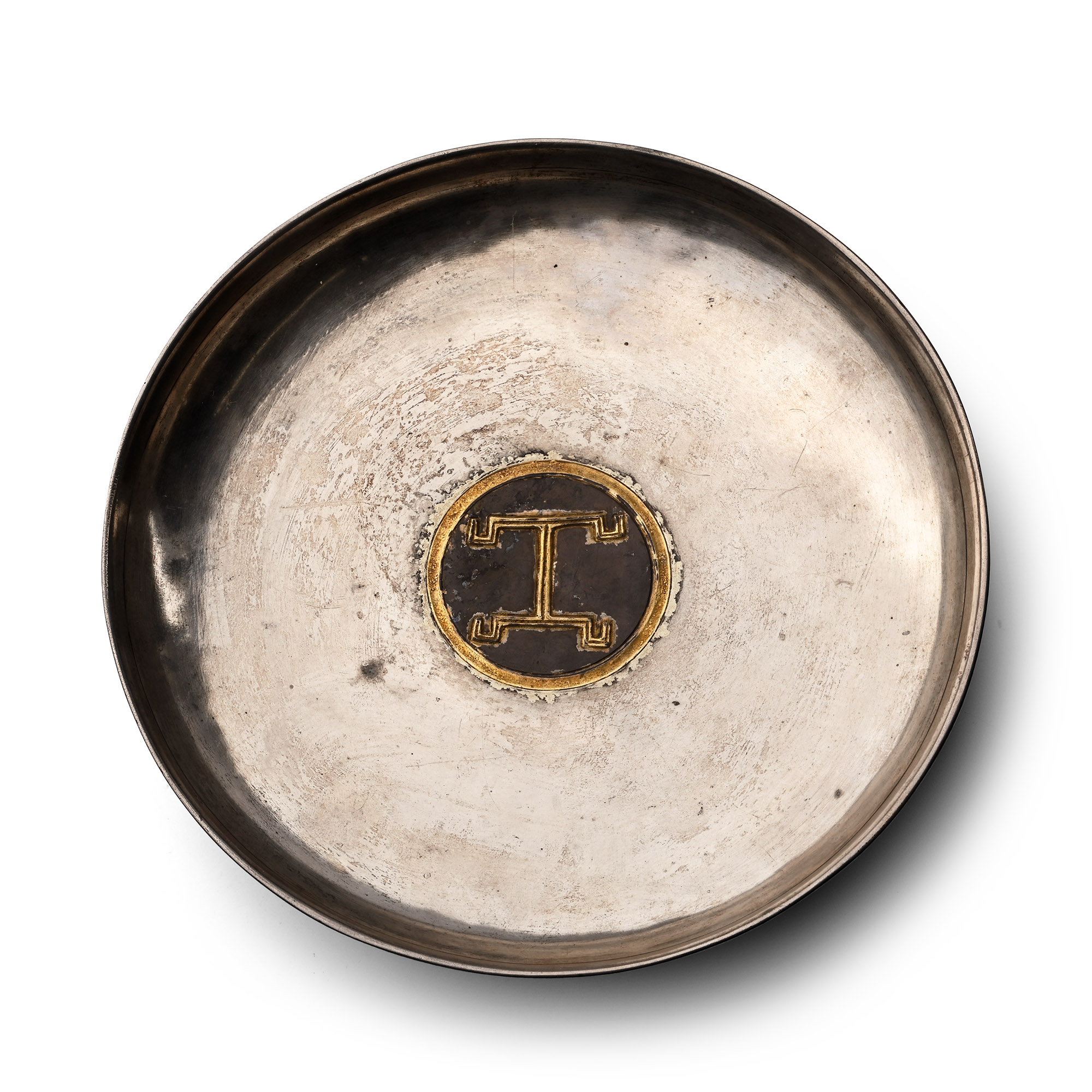 Post Sasanian Silver Footed Dish with 'Tamga'