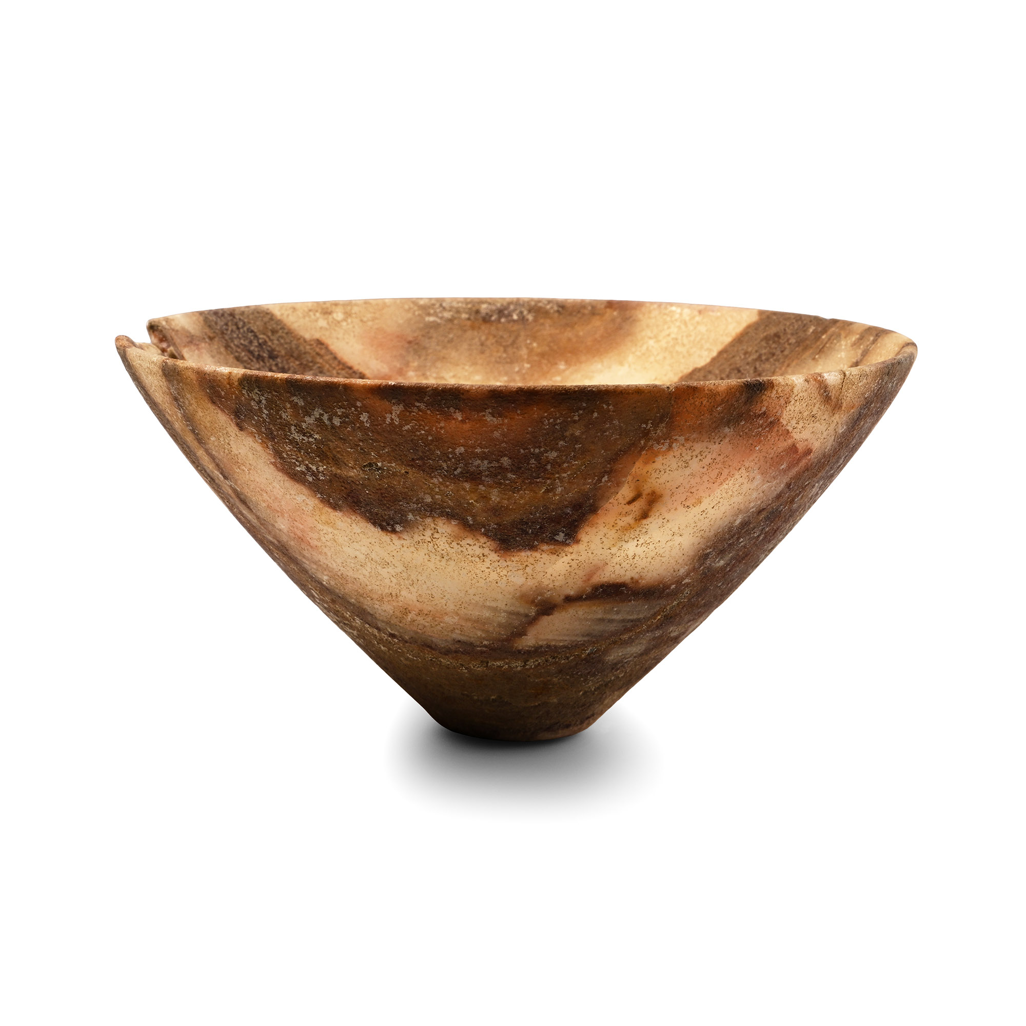 Western Asiatic Banded Alabaster Conical Bowl