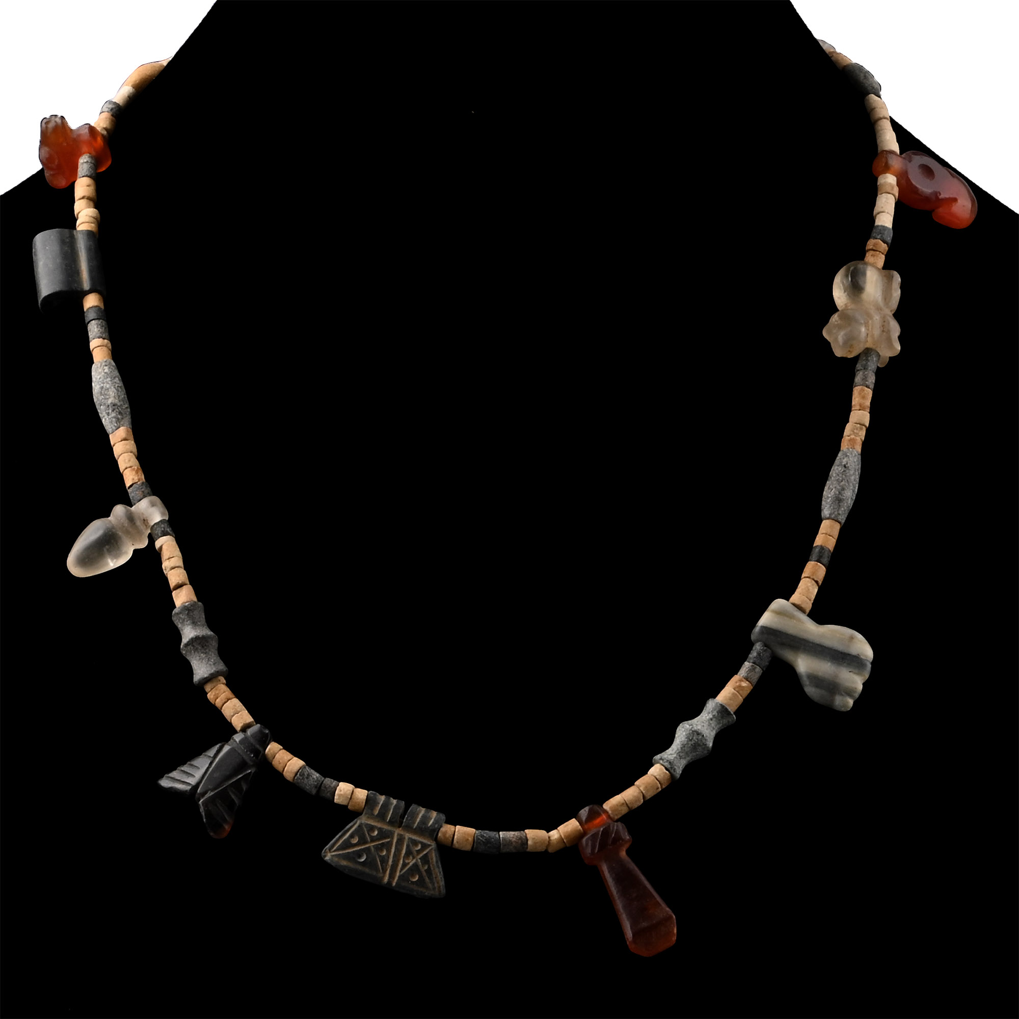 Stone Animal and Other Amulet Necklace