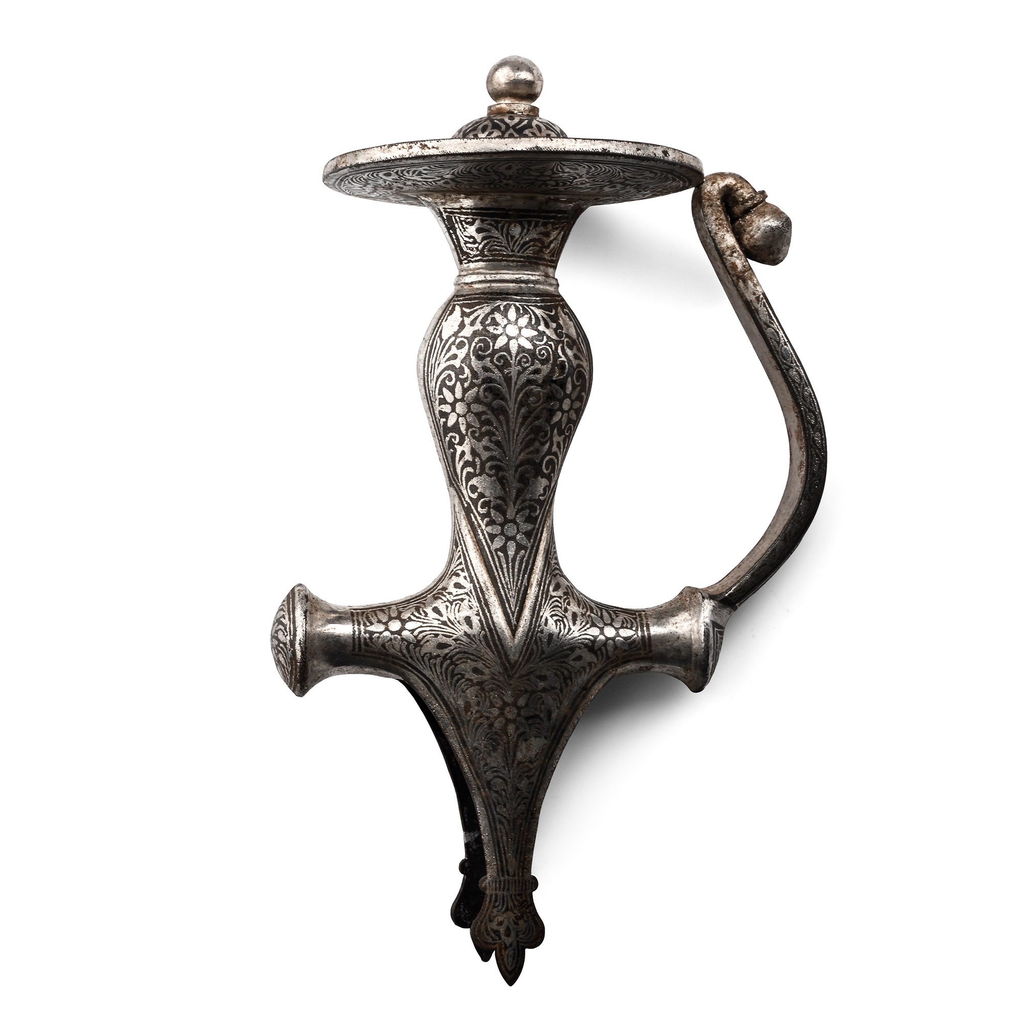 Indian Silvered Bronze Sabre Handle