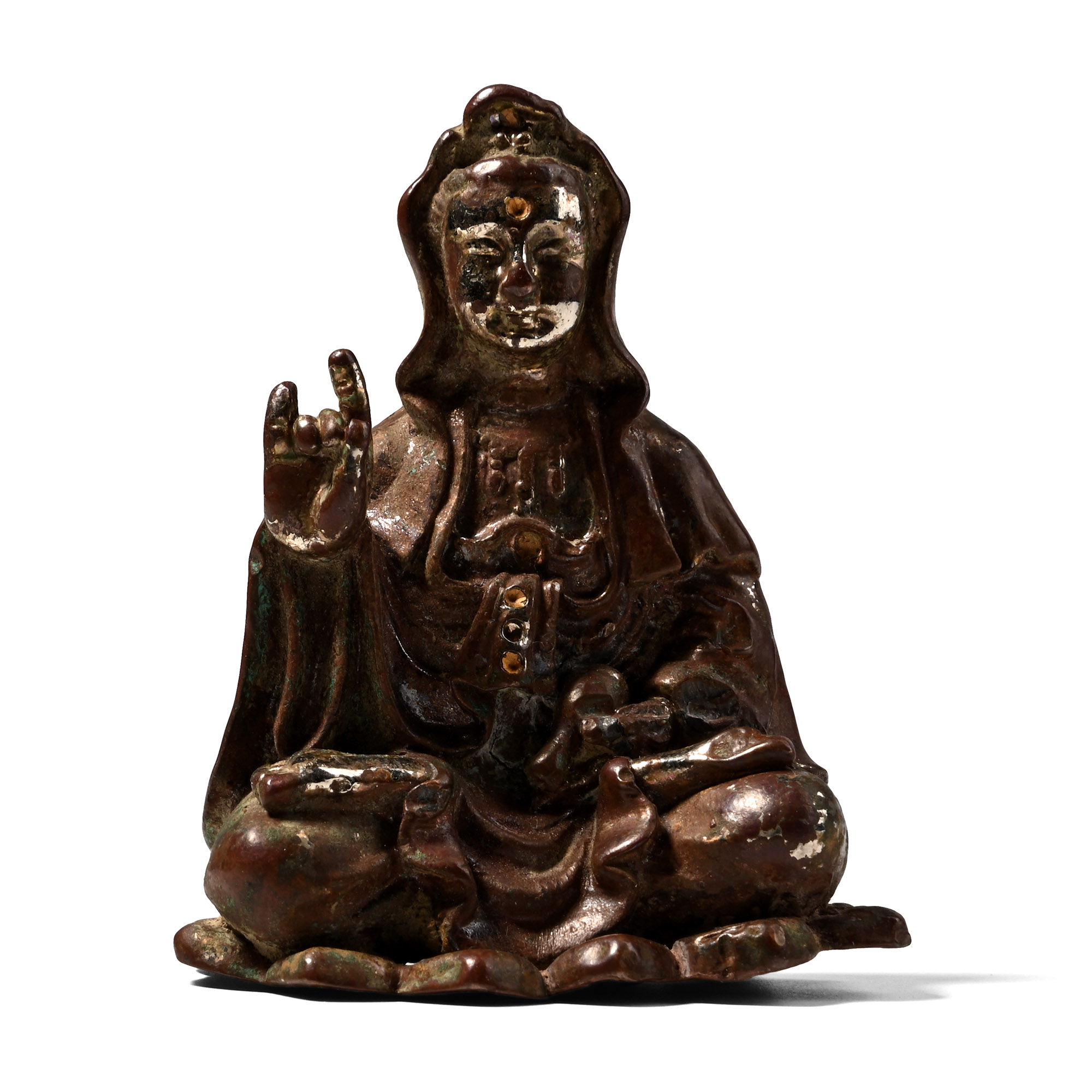 Chinese Bronze Seated Firgure of  Guanyin, the Goddess of Mercy