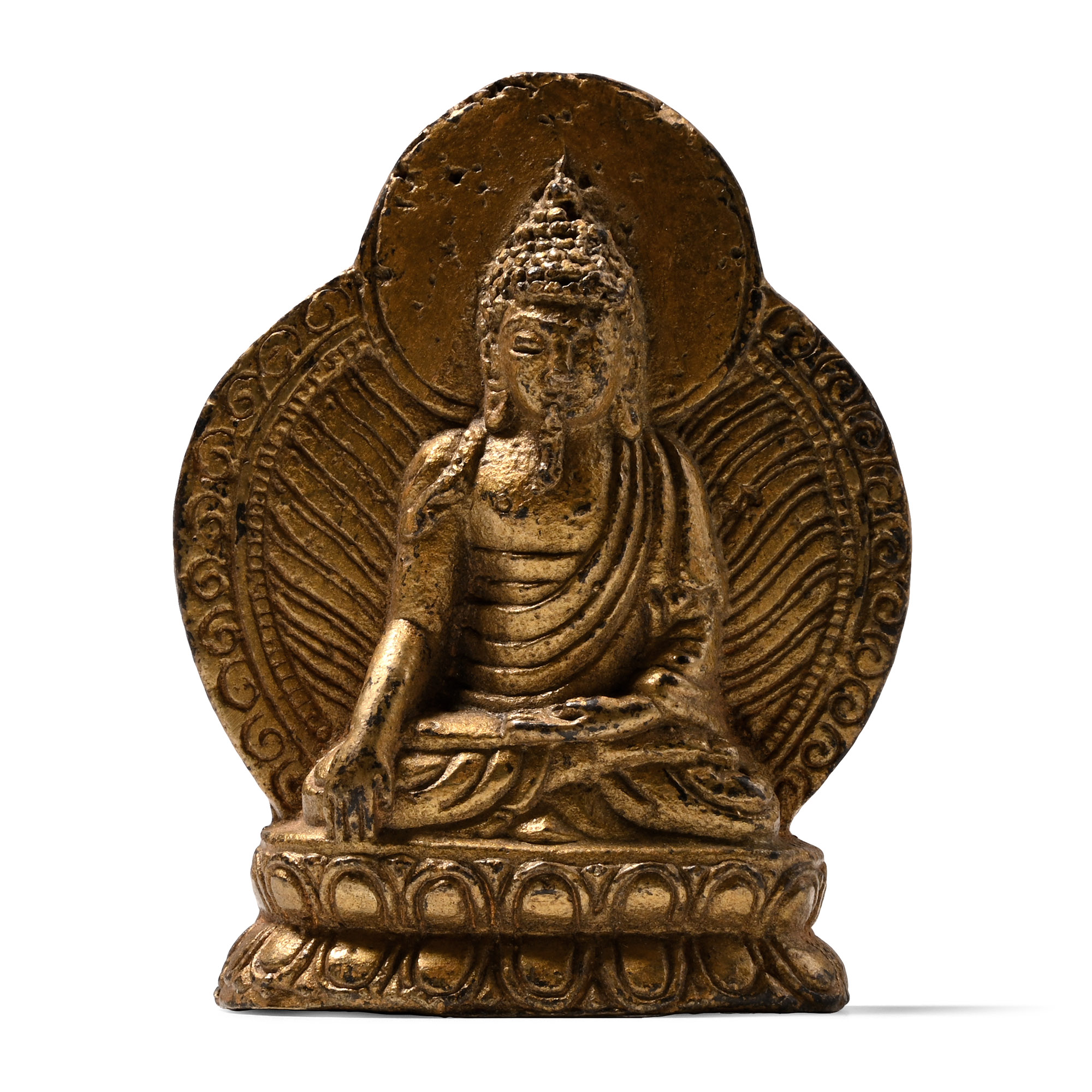 Chinese Gilt Bronze Seated Buddha Plaque