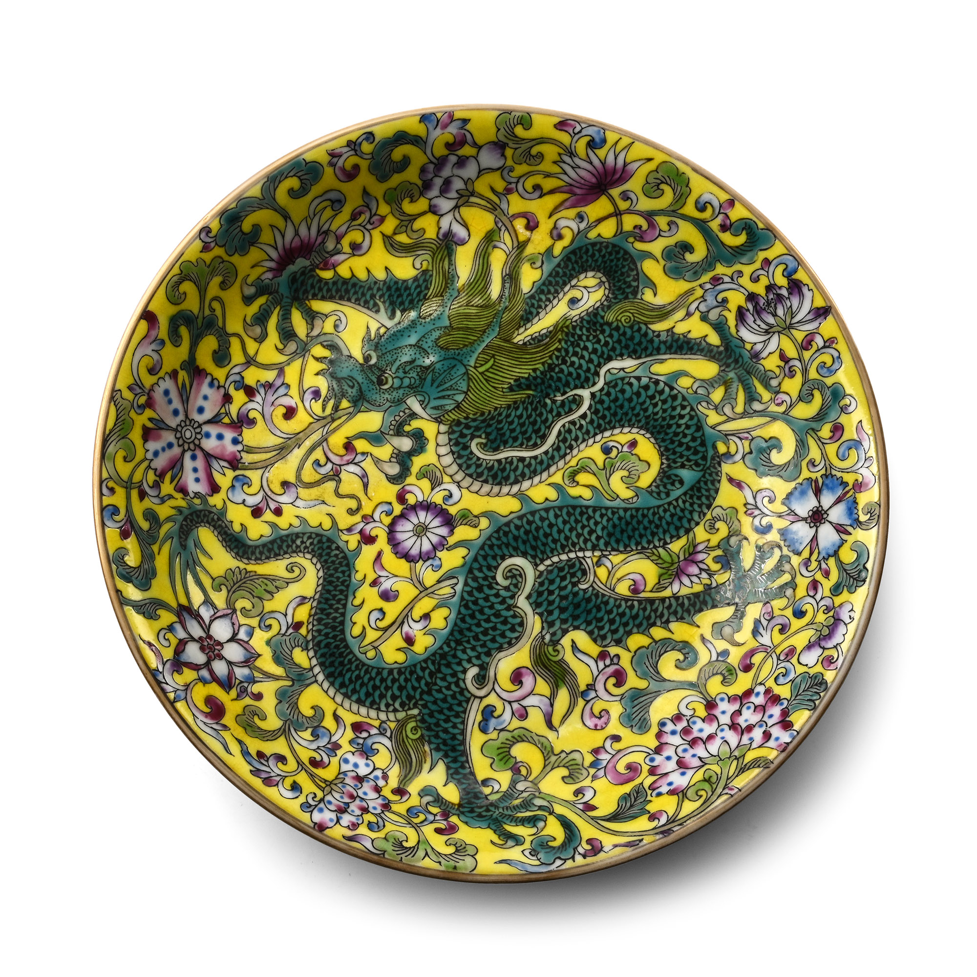 Chinese Glazed Ceramic Dragon Dish