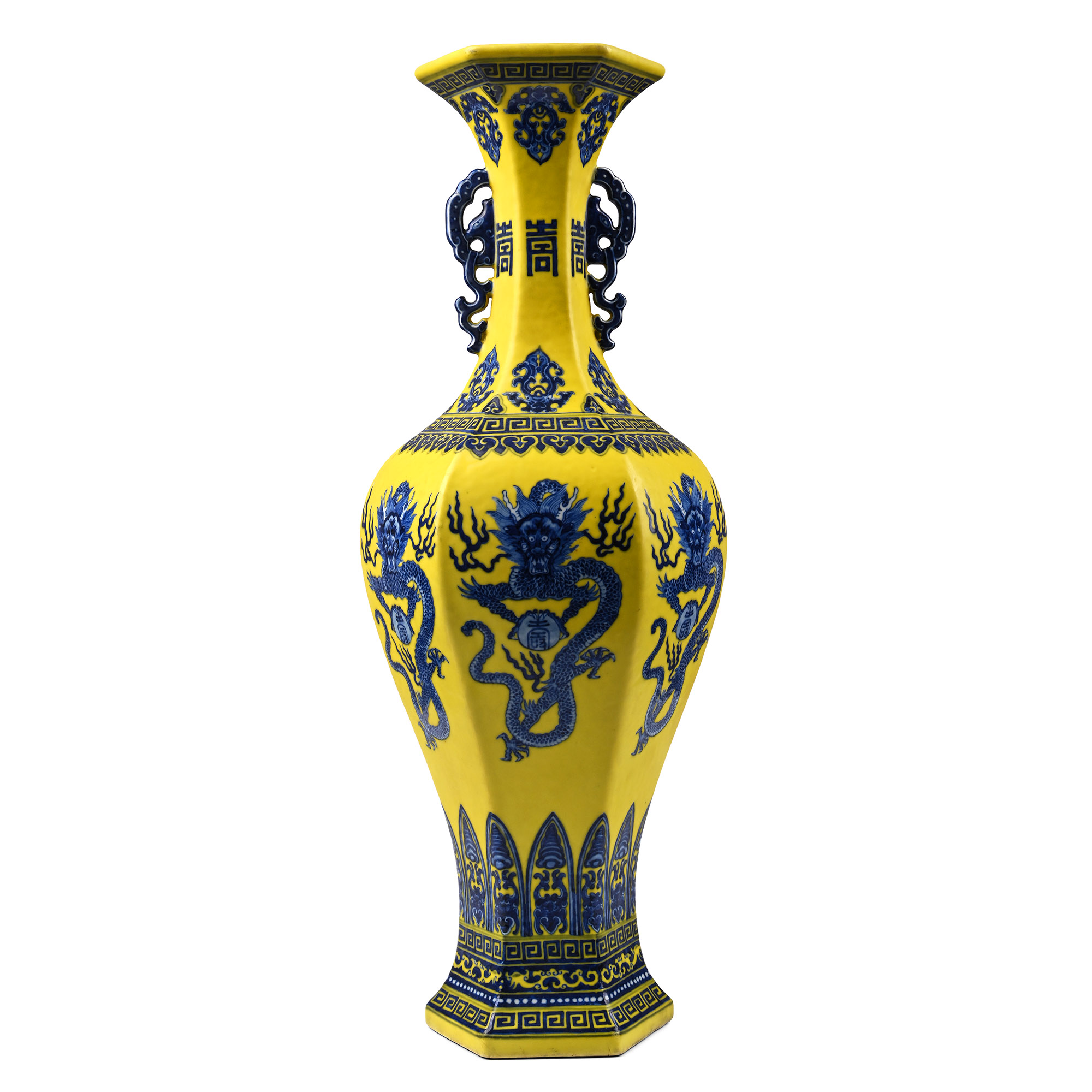 Large Chinese Glazed Ceramic Dragon Vase