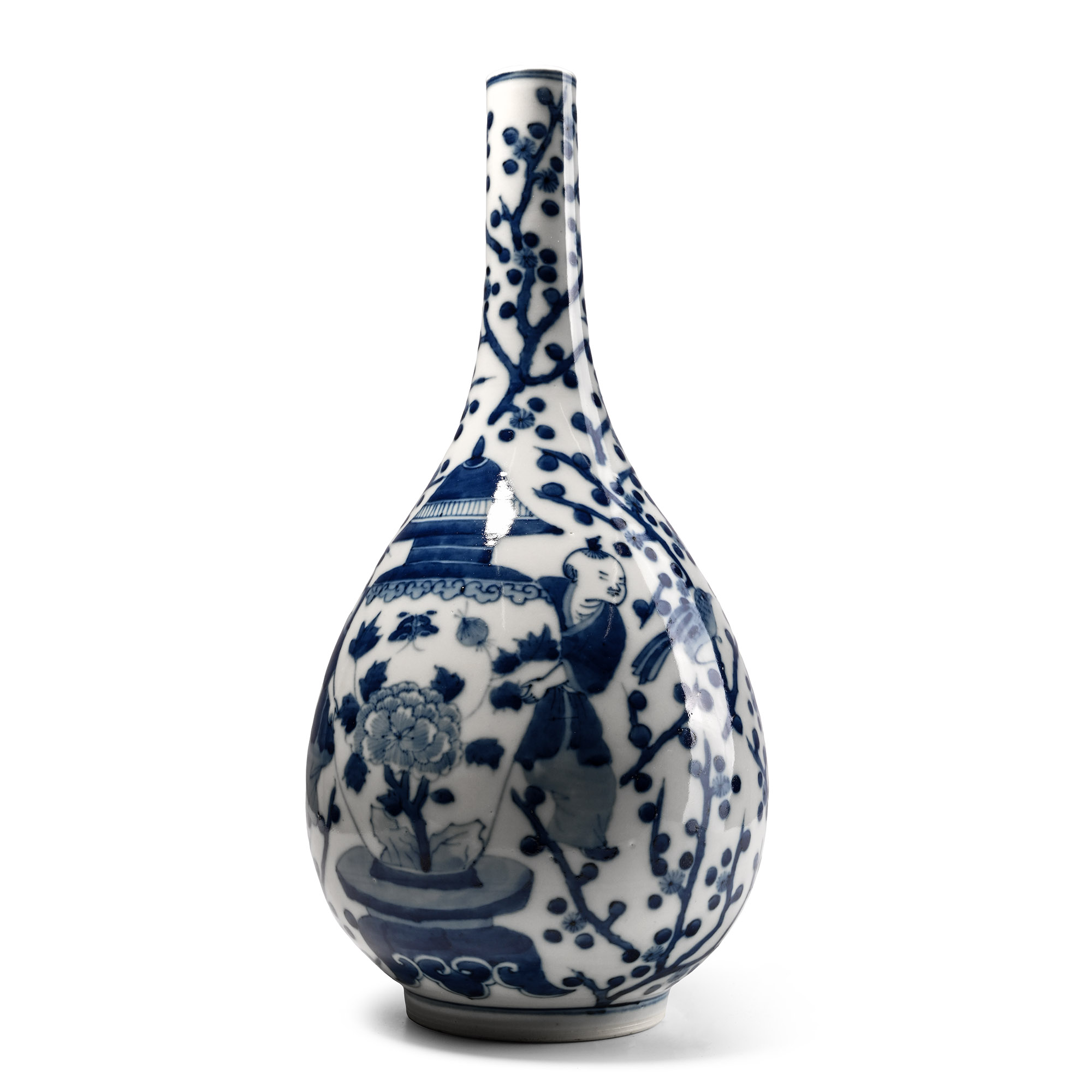 Large Japanese Blue and White Glazed Vase