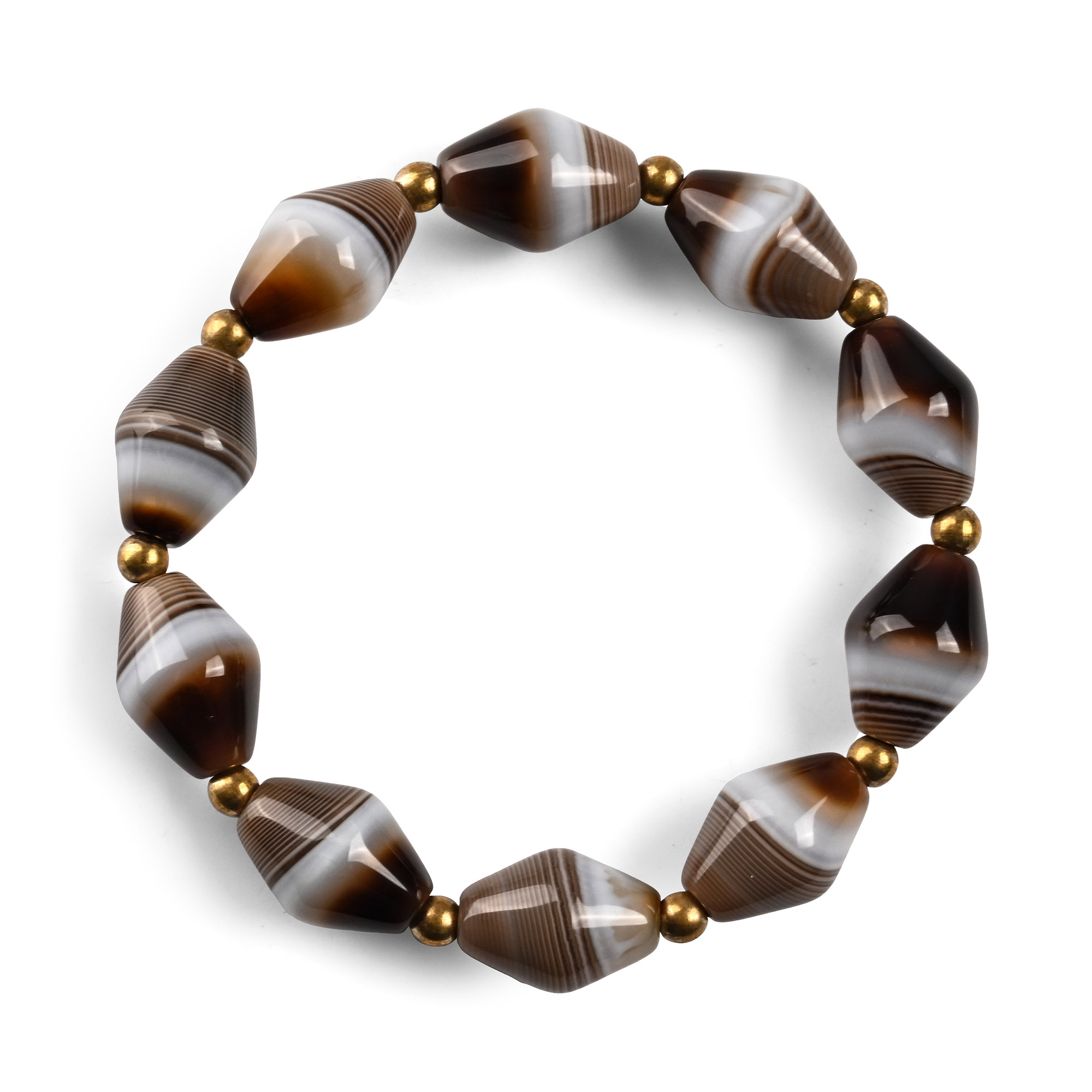 Tibetan Banded Agate Prayer Bead Bracelet
