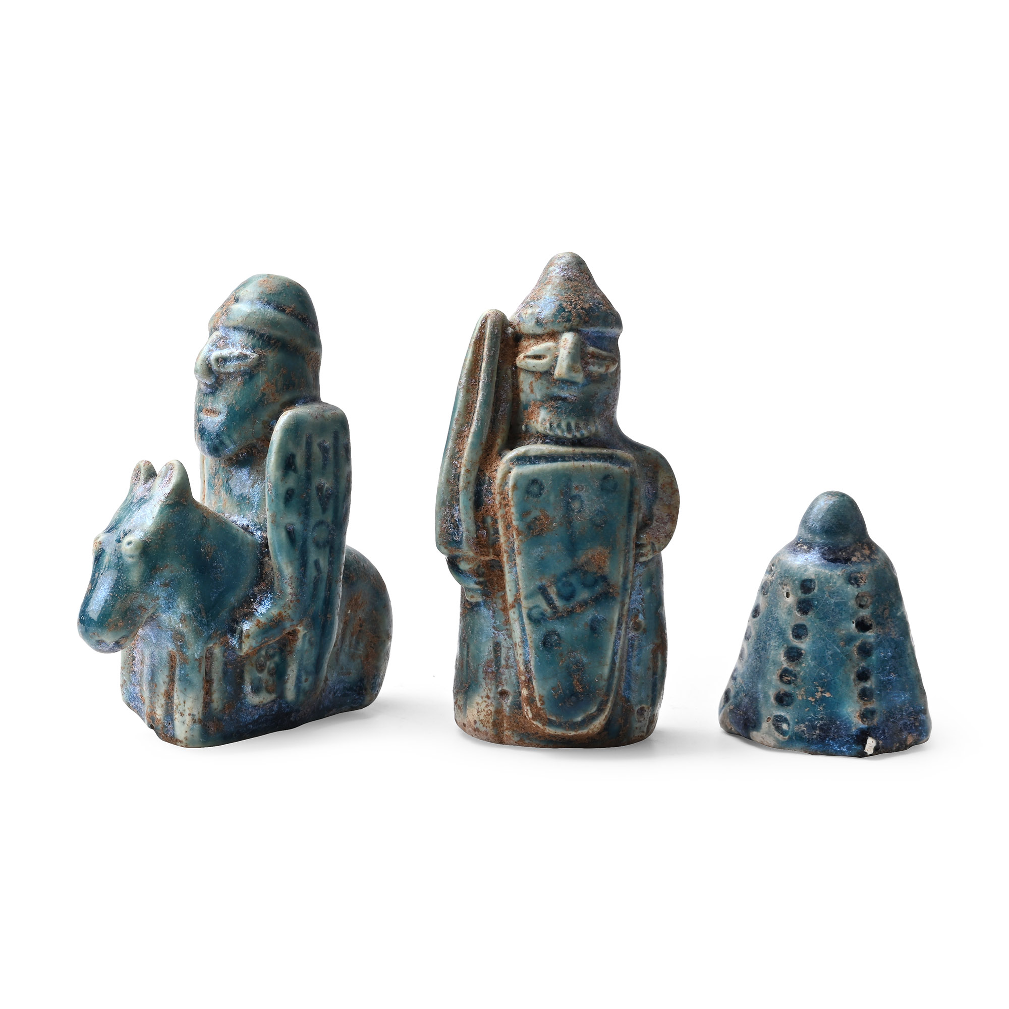 Western Asiatic Style Glazed Ceramic Gaming Piece Group