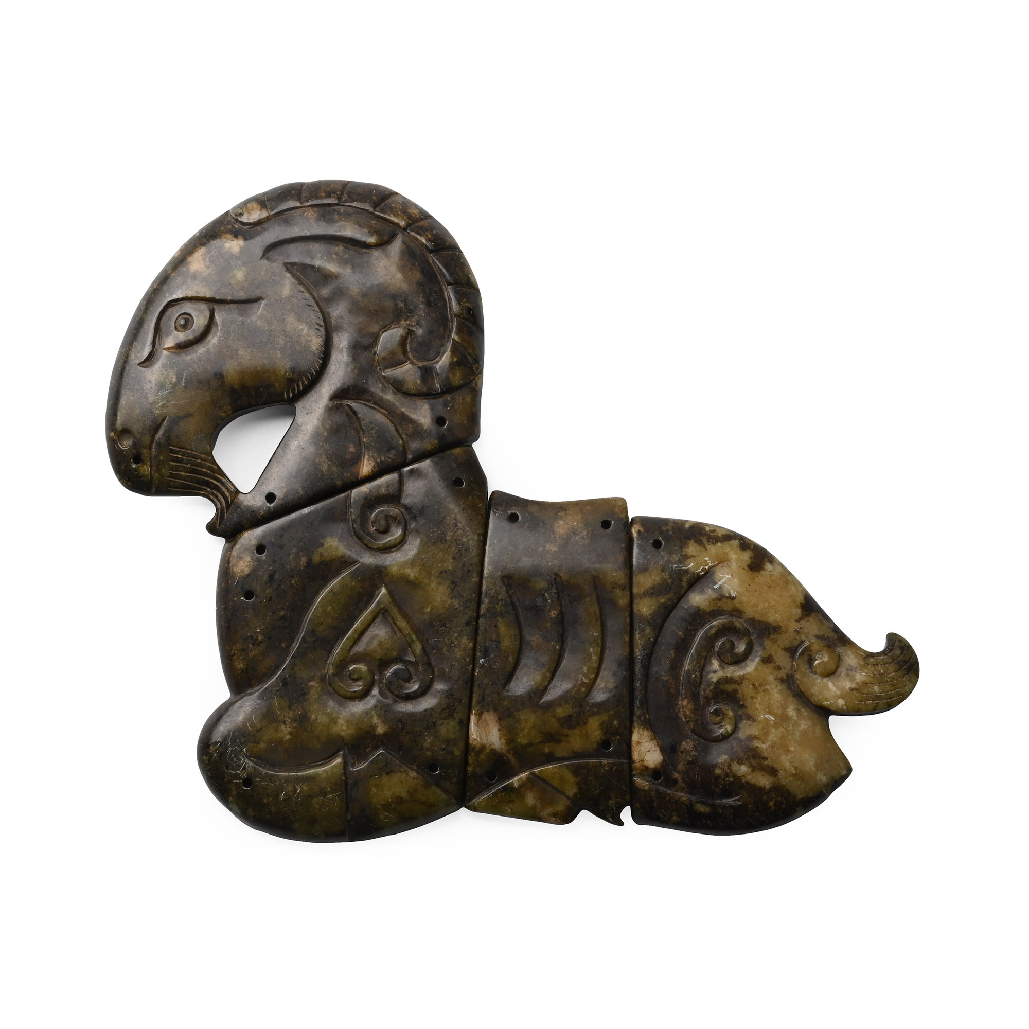 Tibetan Serpentine Ram Plaque Set