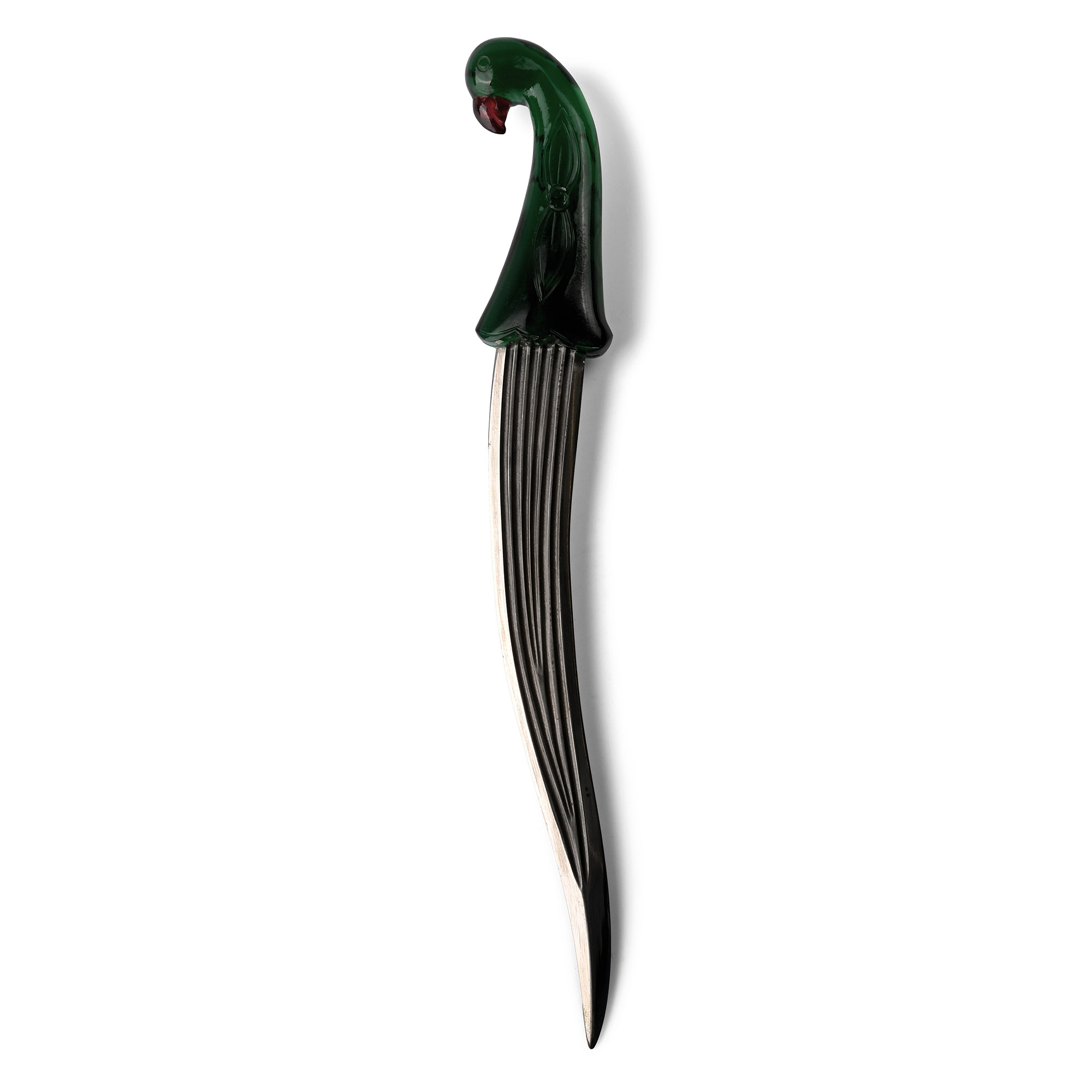 Indian Iron Dagger with Green Glass Hilt