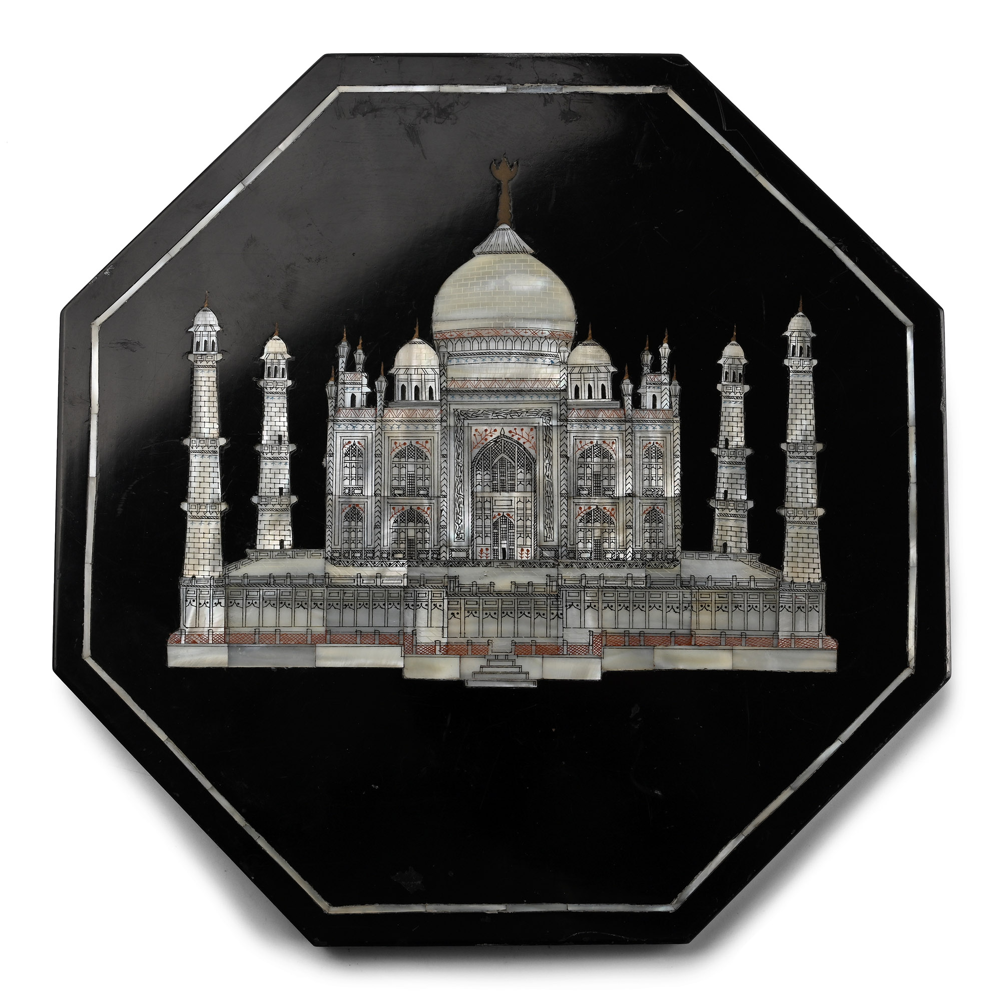 Large Indian Stone Tile with Inlaid Taj Mahal