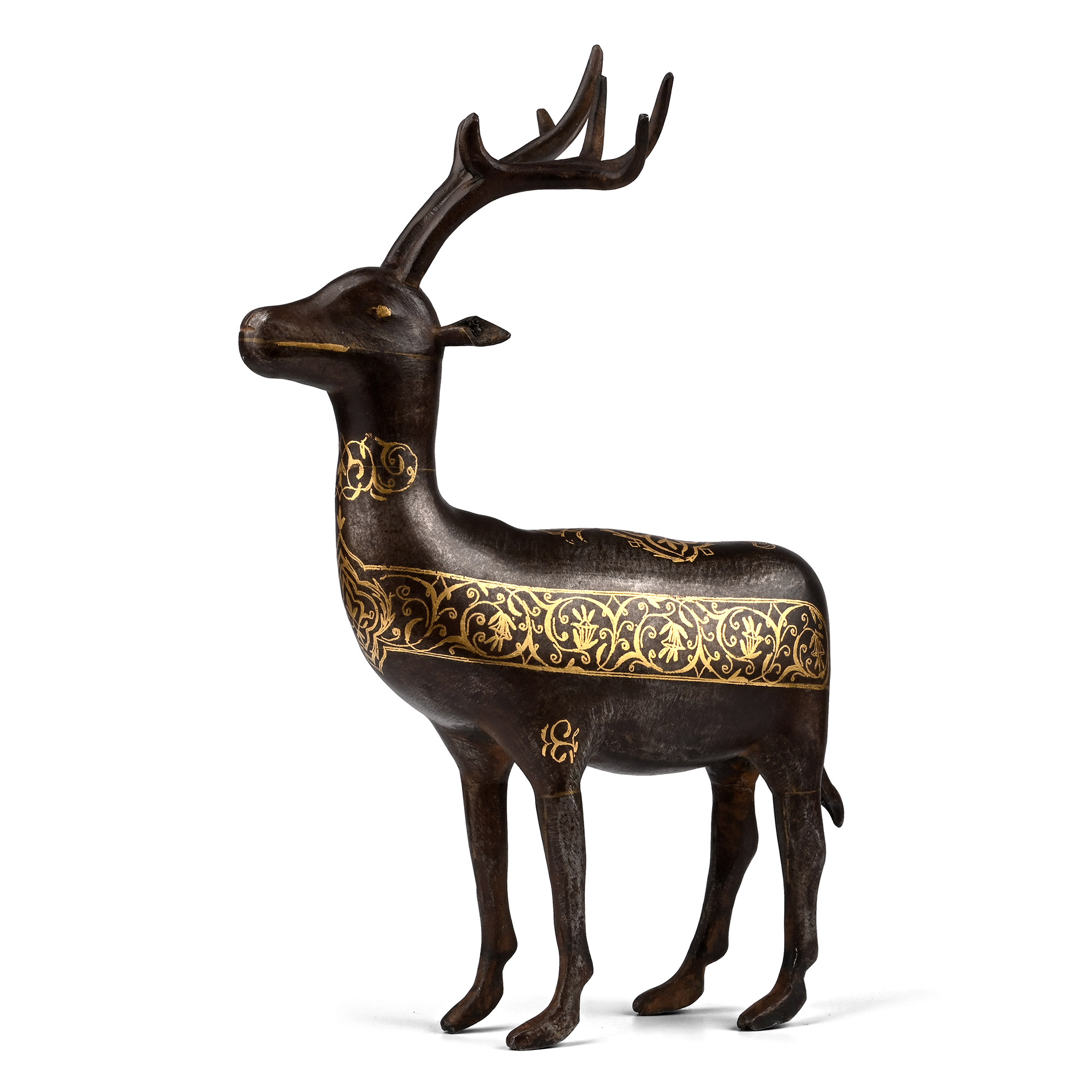 Large Western Asiatic Qajar Style Gilt Bronze Stag
