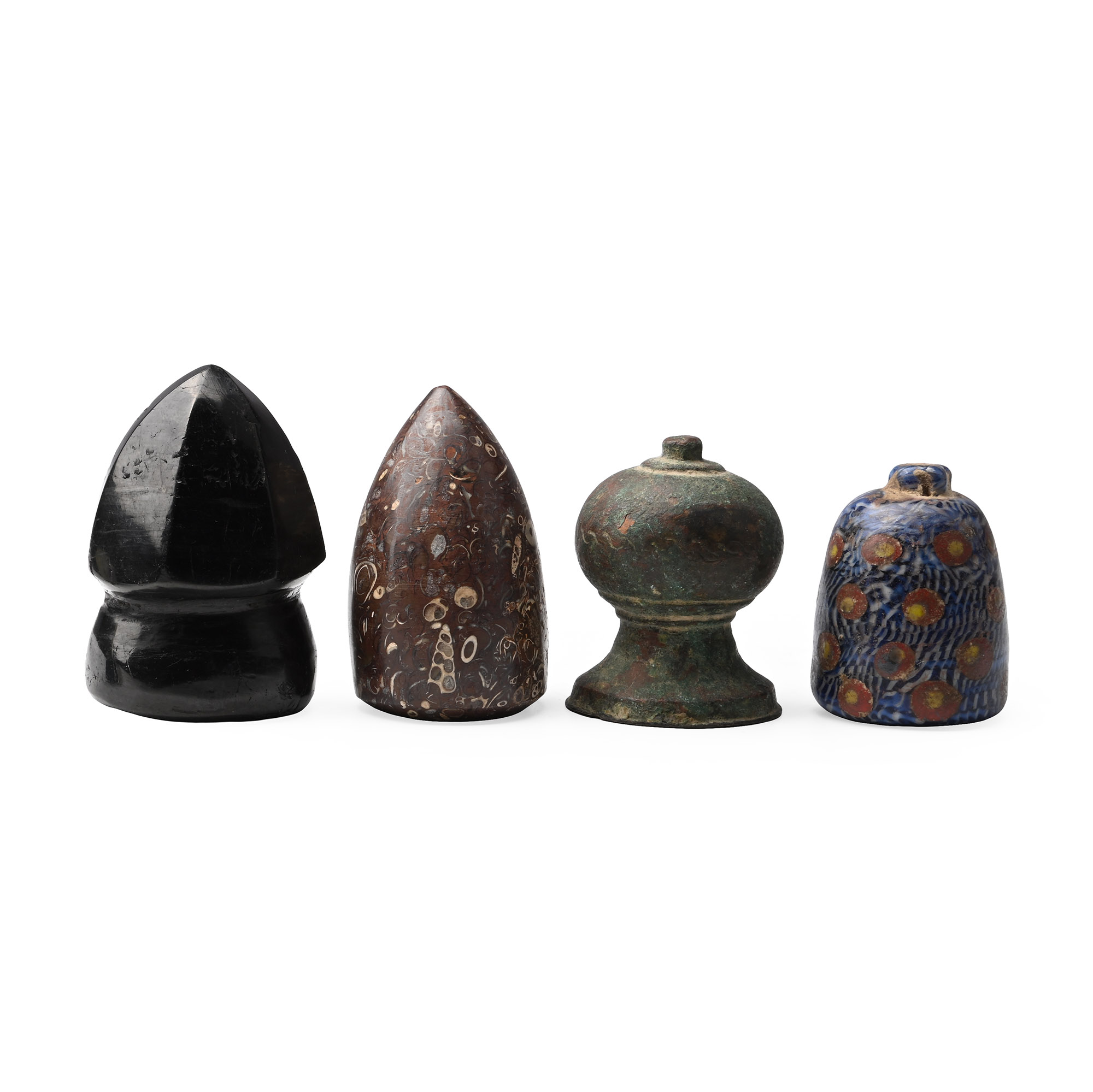Western Asiatic Style Stone, Glass, and Bronze Gaming Piece Group