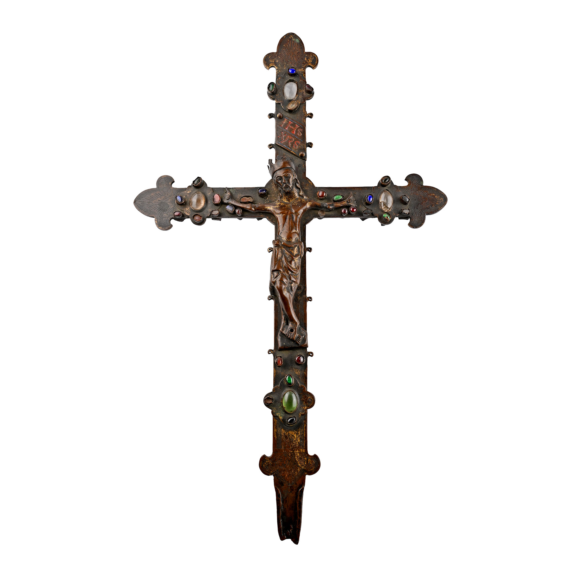 Large Medieval Limoges Gilt Copper Processional Cross