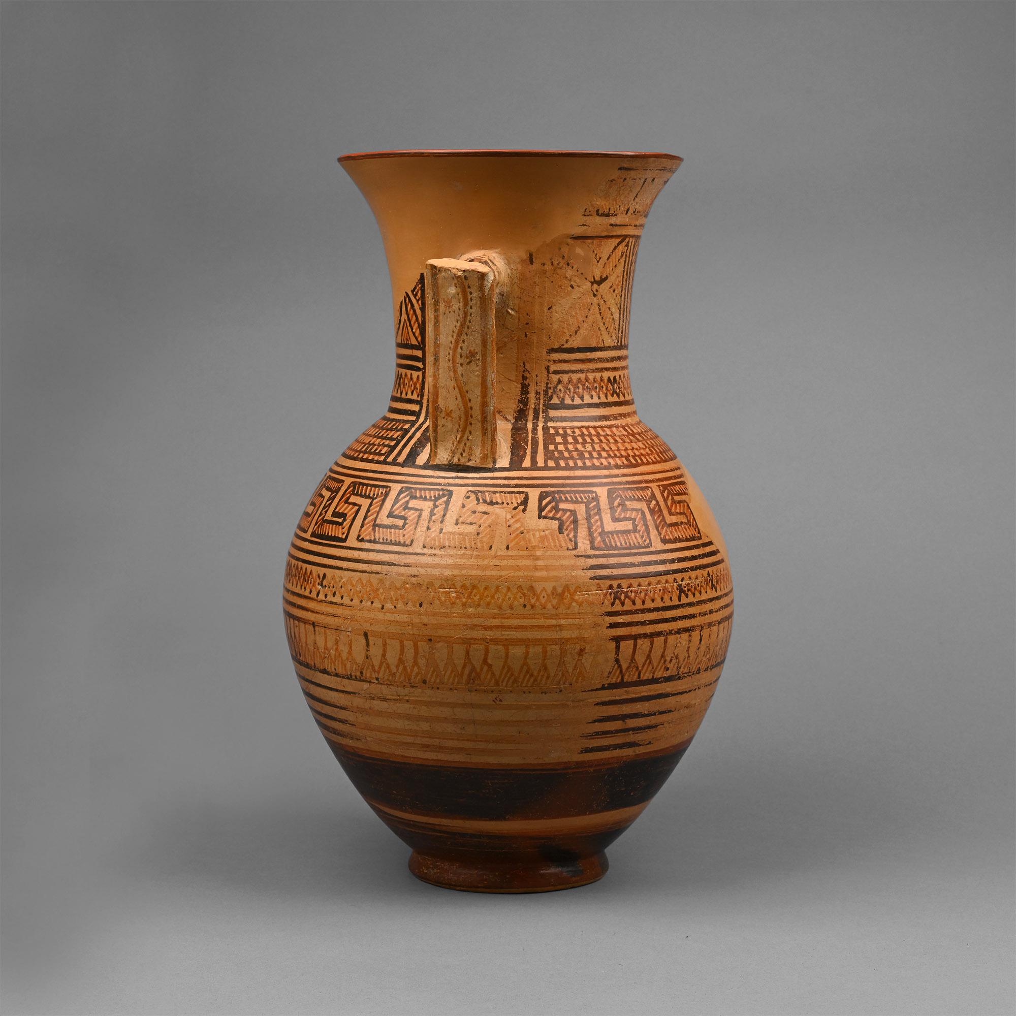 Large Greek Terracotta Oinochoe with Swastikas