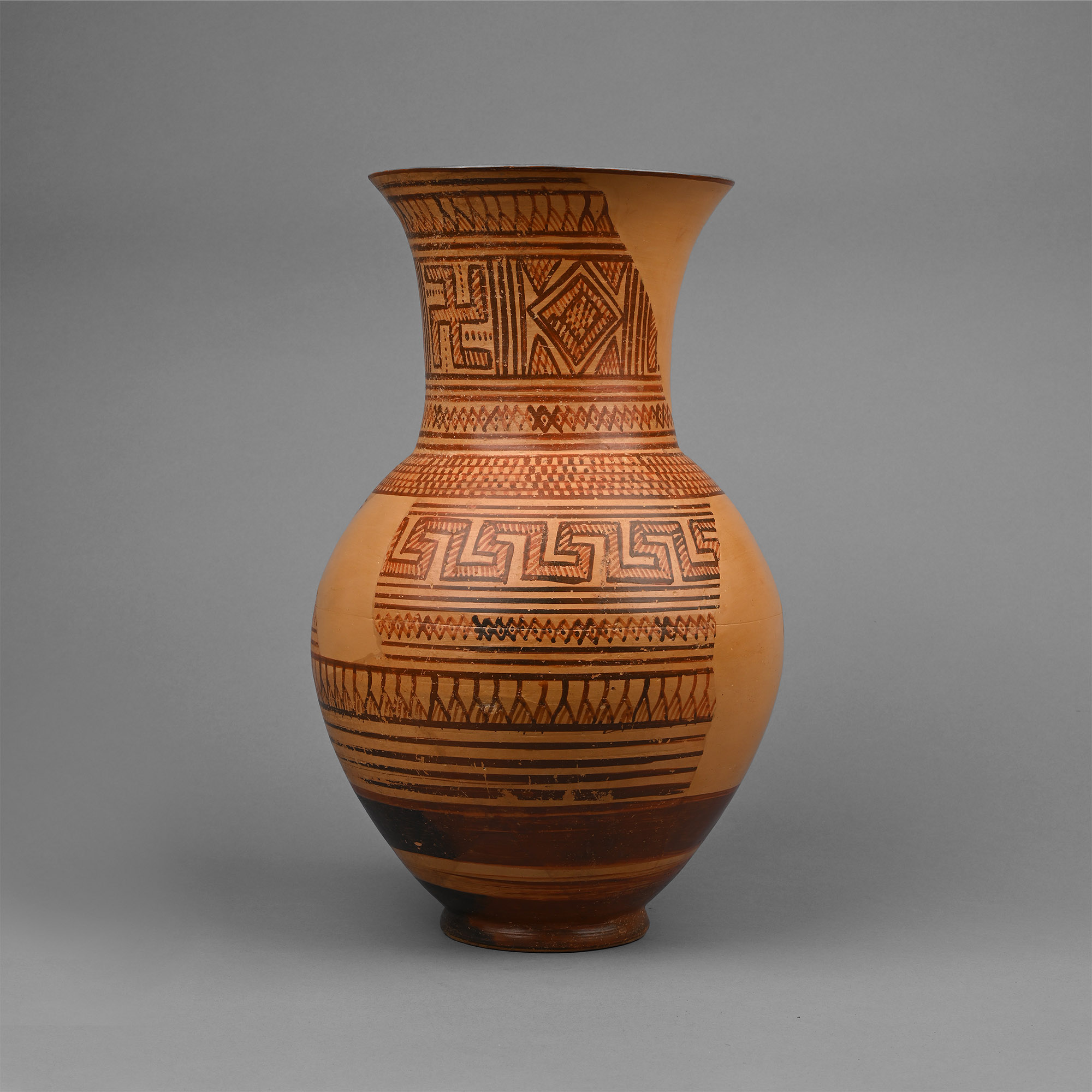 Large Greek Terracotta Oinochoe with Swastikas