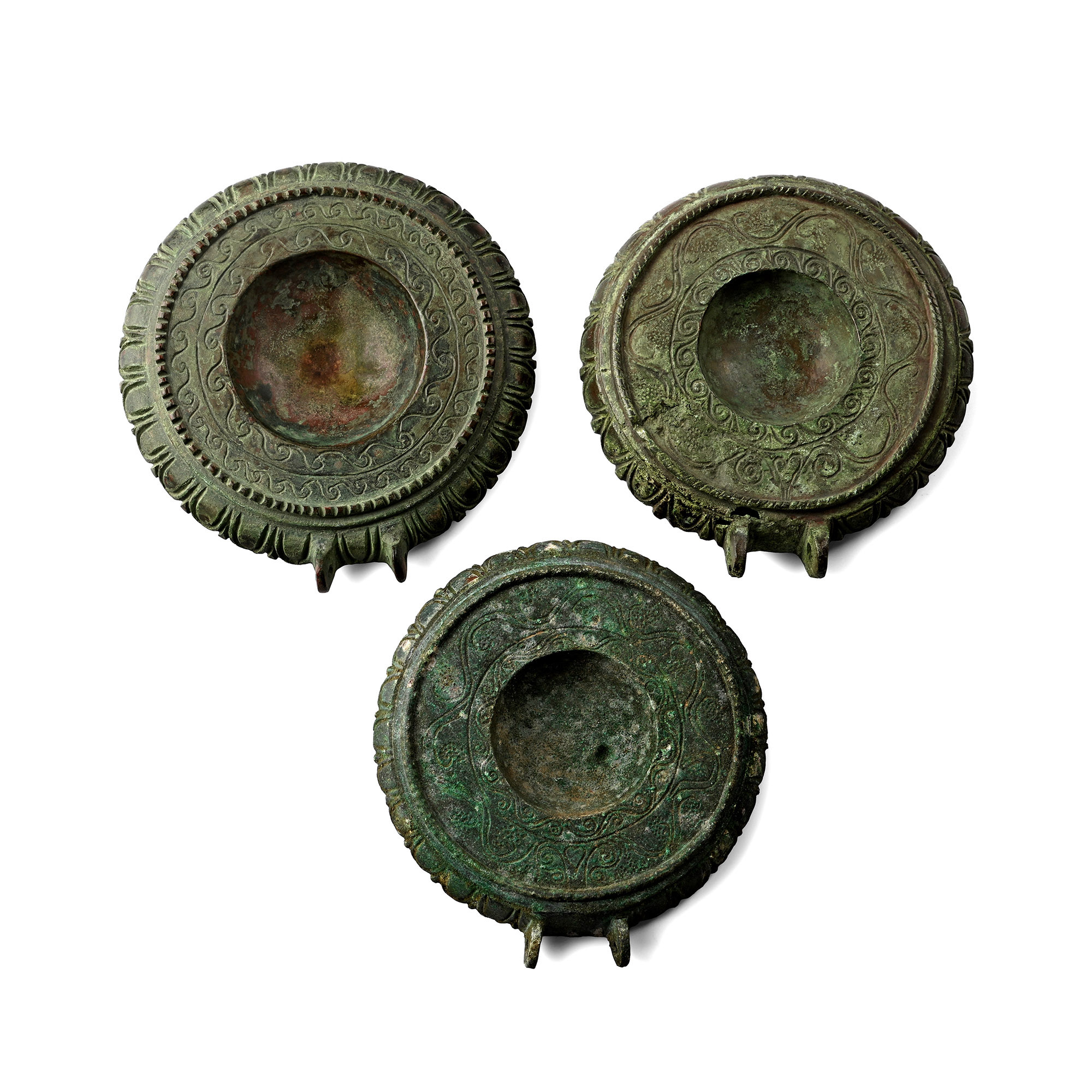 Roman Decorated Bronze Vessel Lid Group