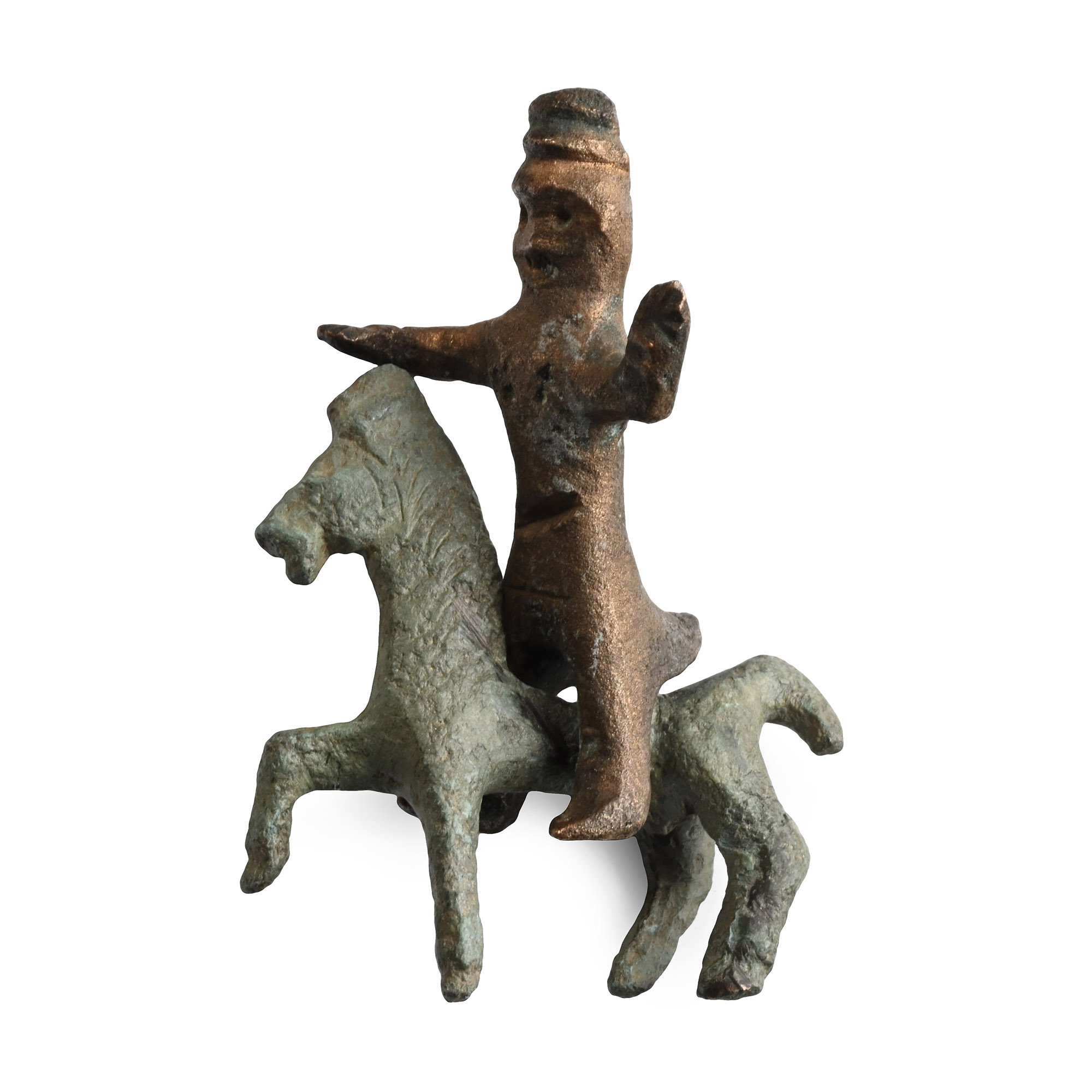 Roman Bronze Horse and Rider Statuette
