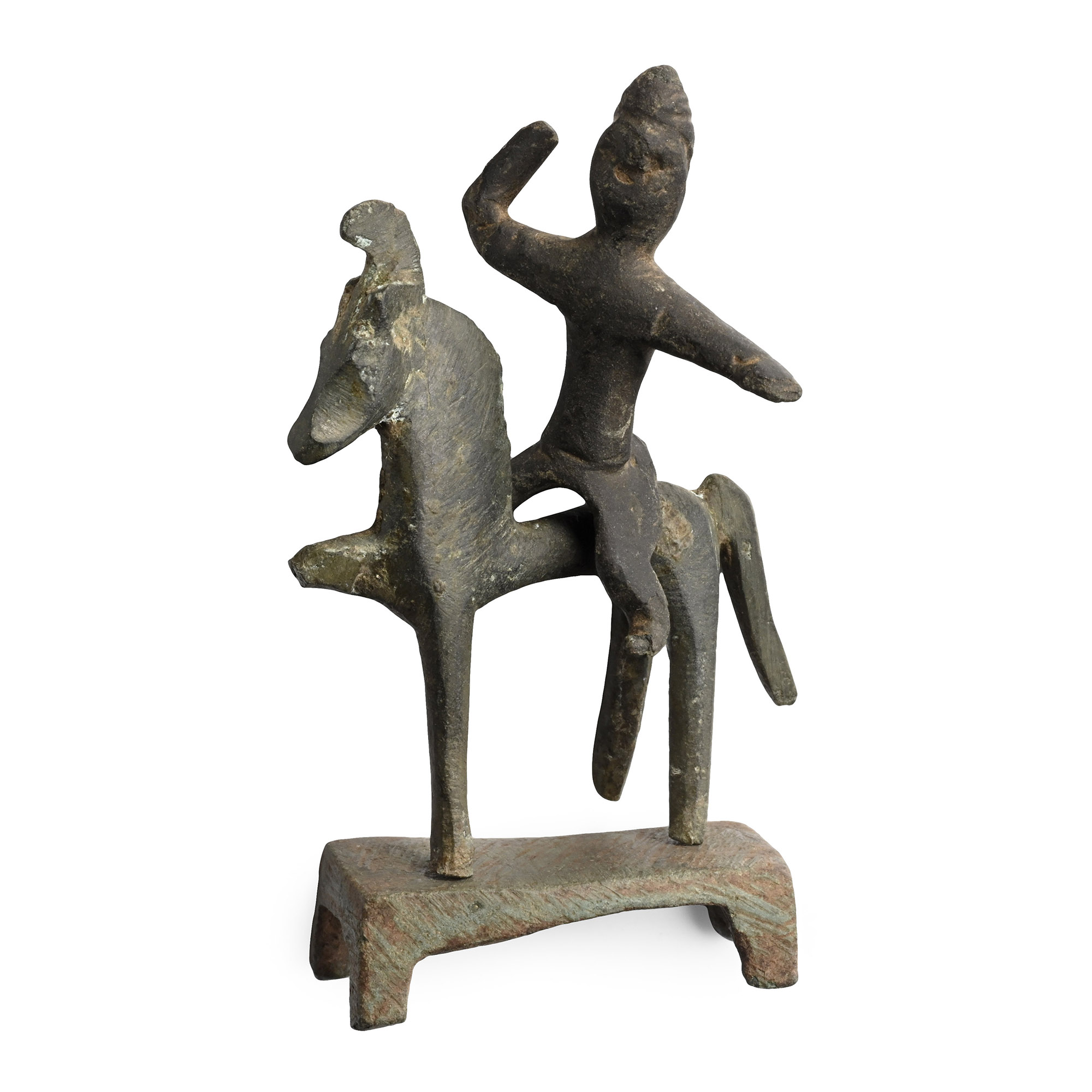 Roman Bronze Horse and Rider Statuette Group