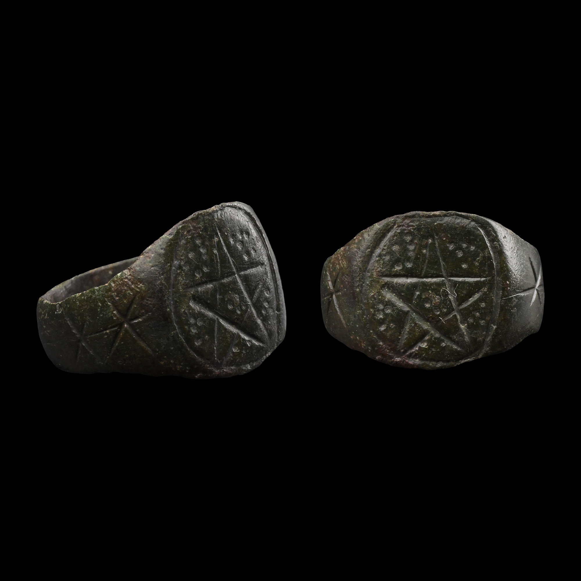 Medieval Bronze Ring with Pentagram