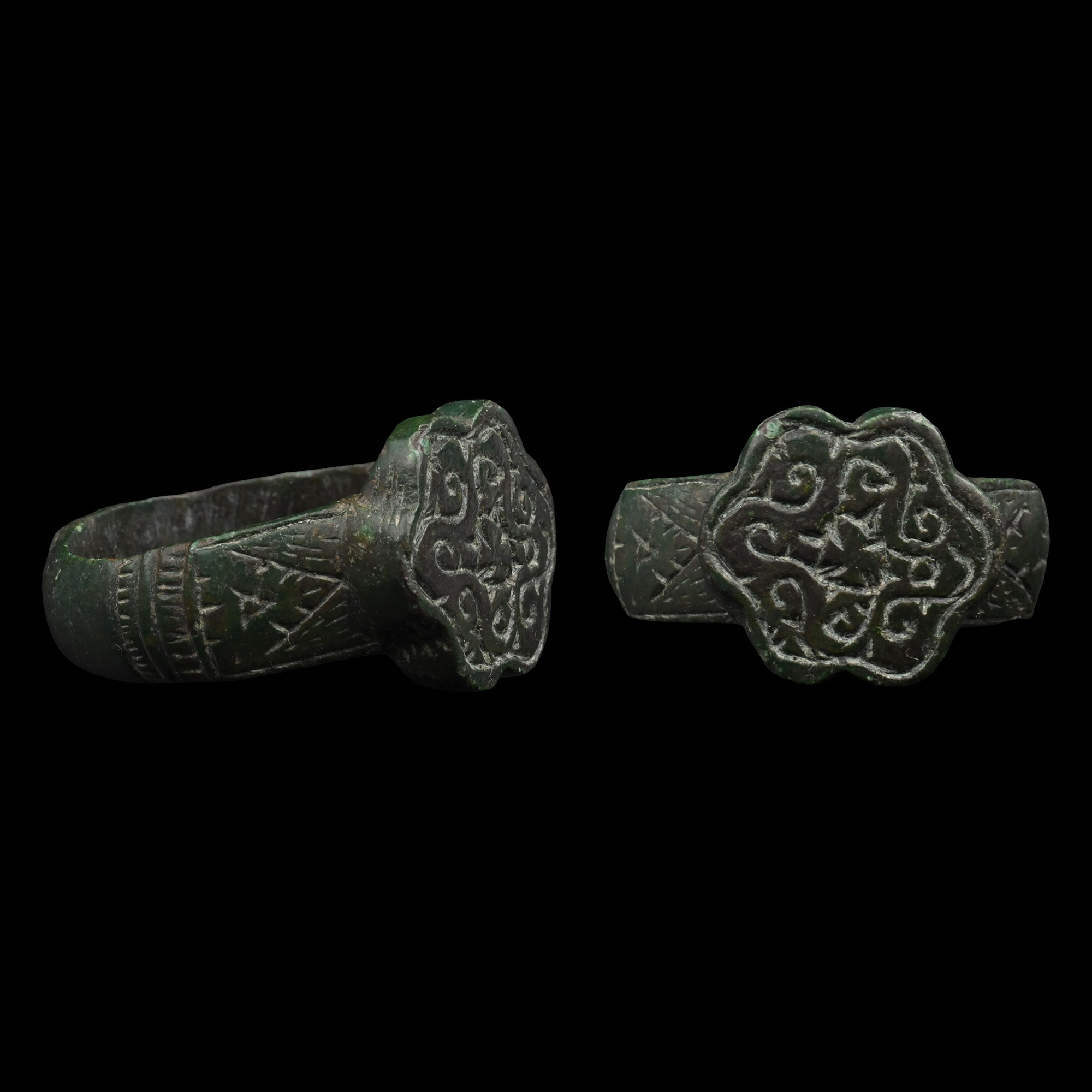 Medieval Bronze Ring with Wave Pattern