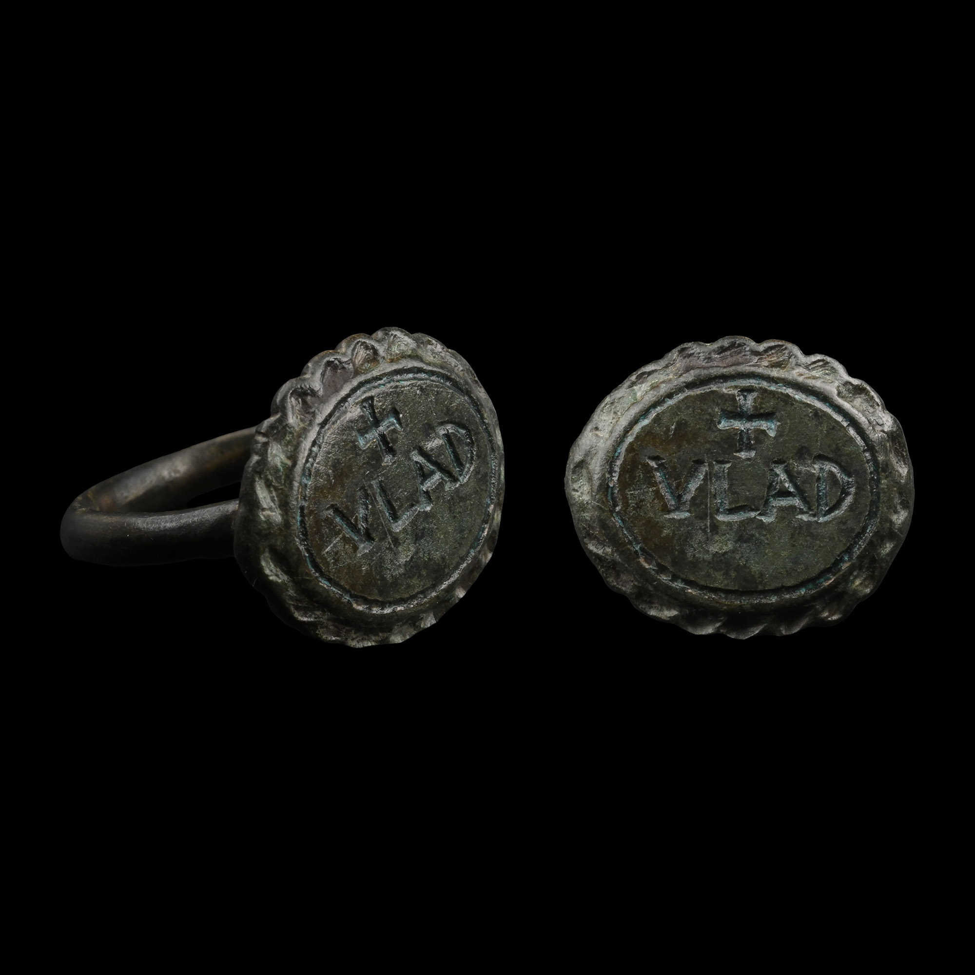 Medieval Bronze Ring with VLAD