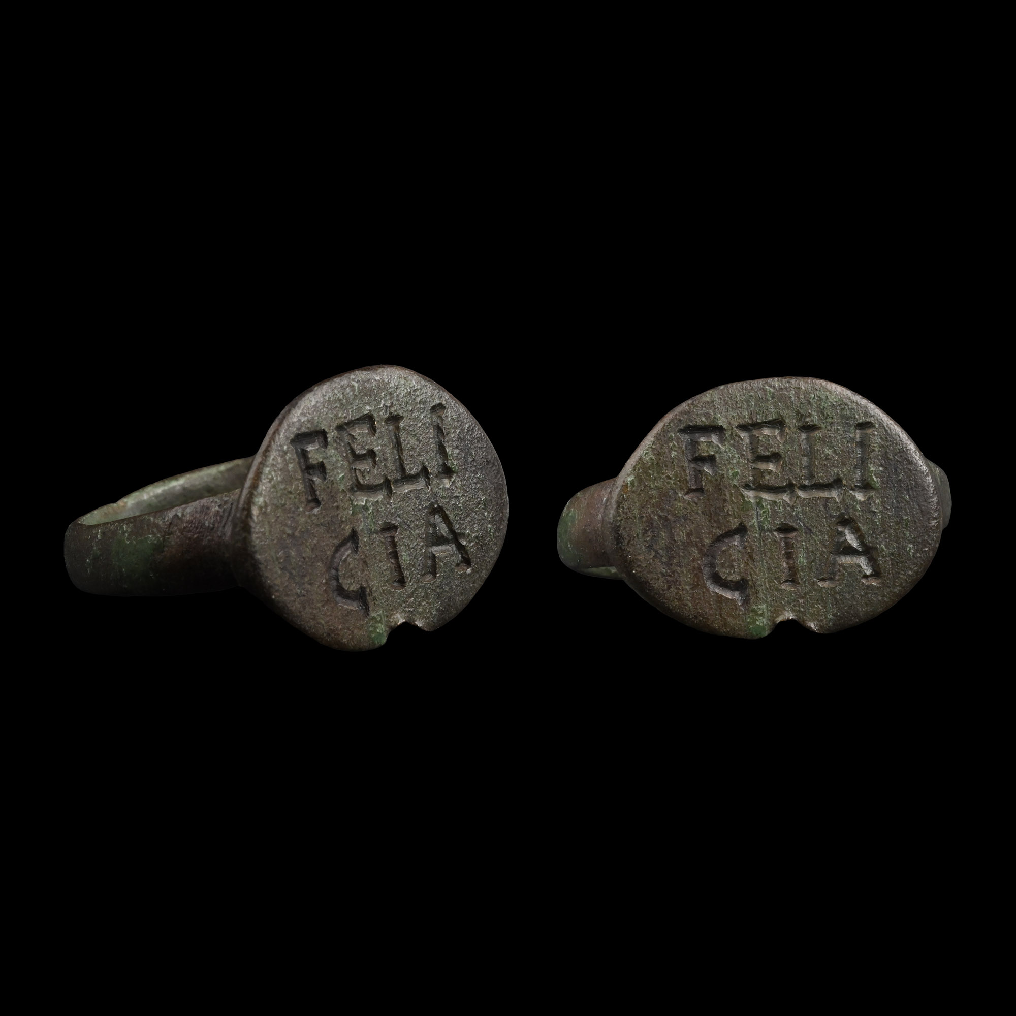 Roman Bronze Ring with FELI CIA