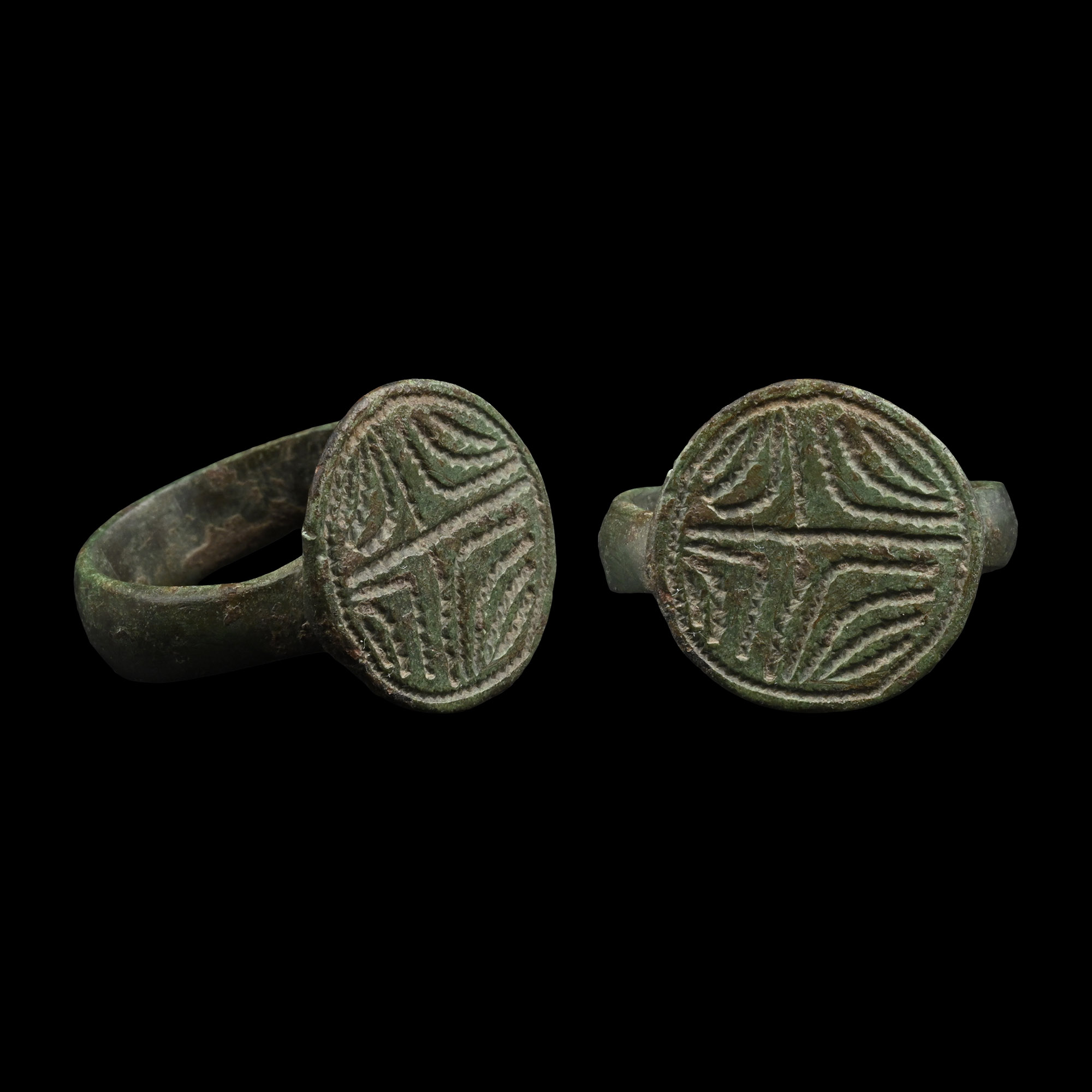 Medieval Bronze Ring with Cross