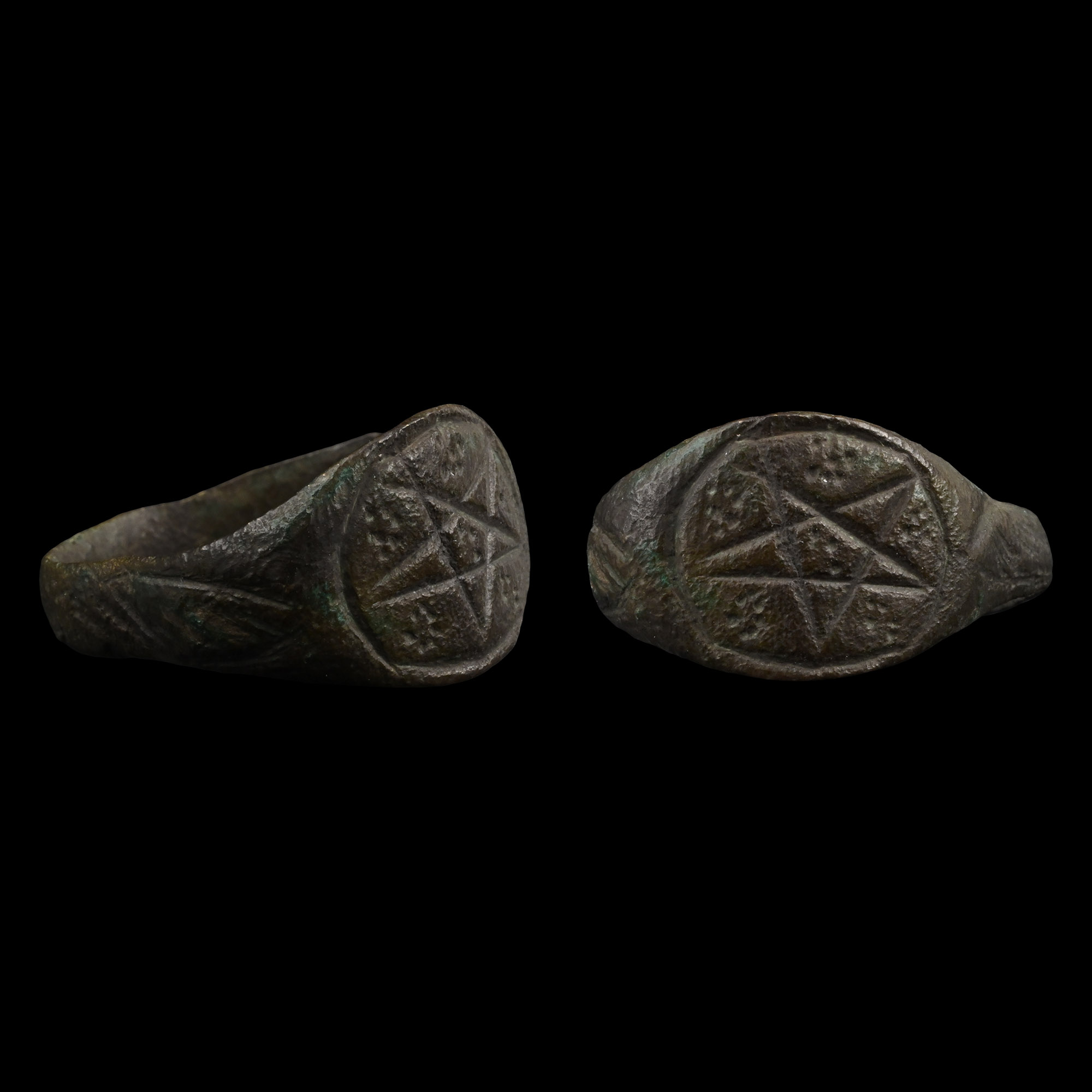 Medieval Bronze Ring with Pentagram