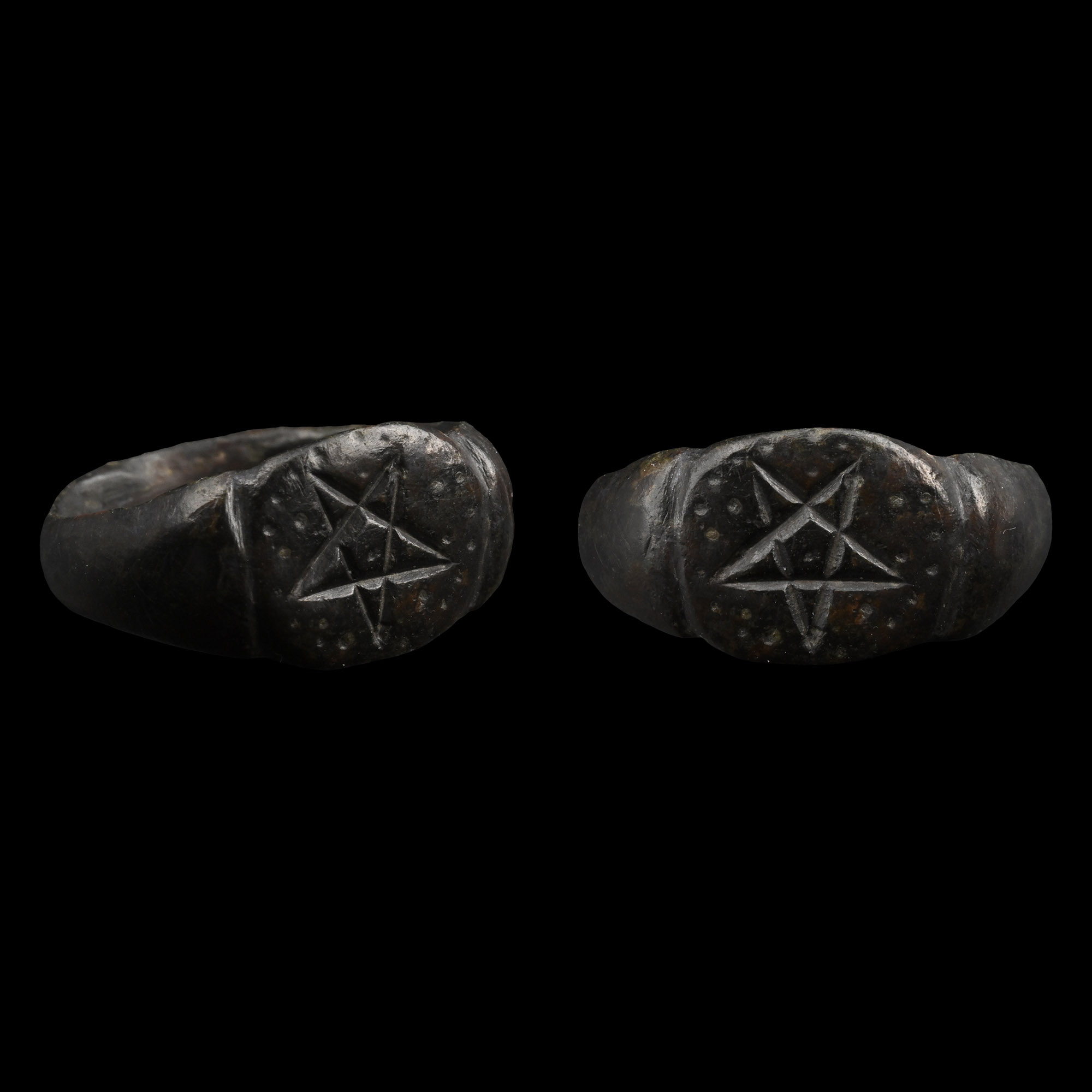 Medieval Bronze Ring with Pentagram