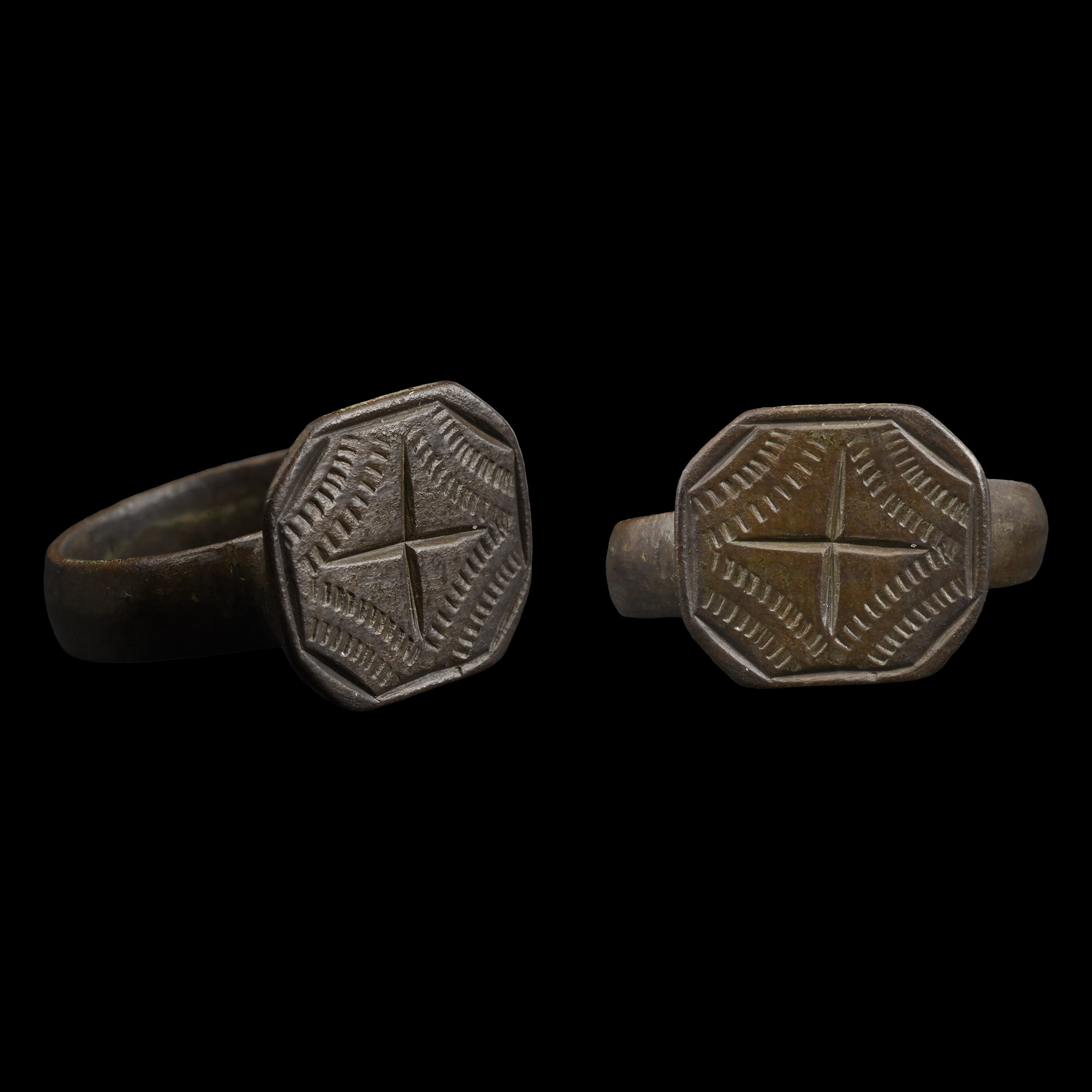 Medieval Bronze Ring with Cross