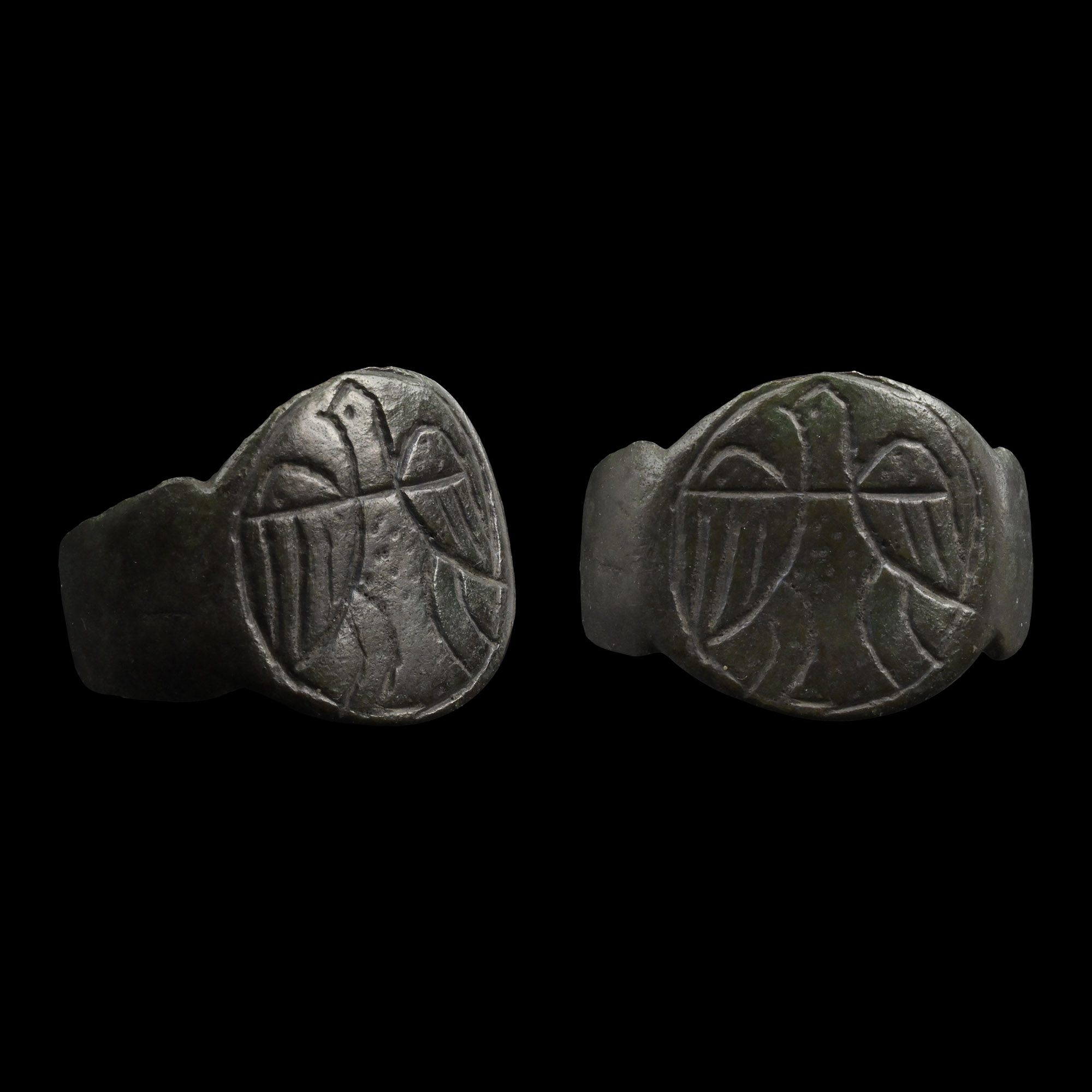 Byzantine Bronze Expandable Ring with Spread Eagle