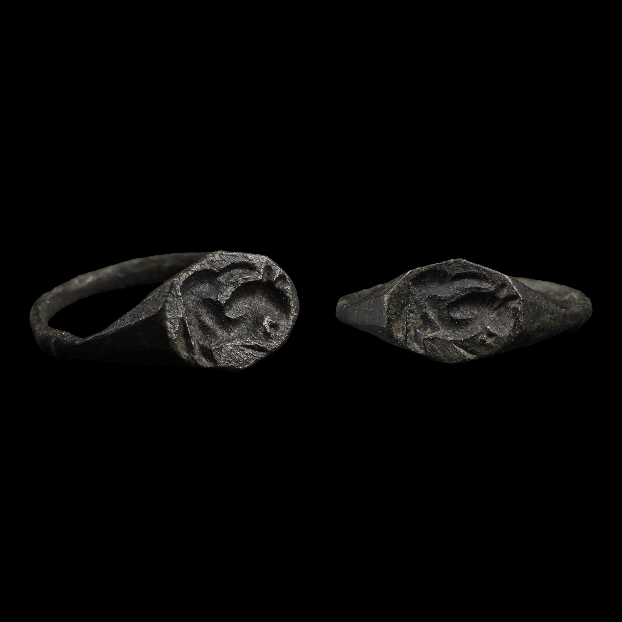 Roman Bronze Ring with Rabbit