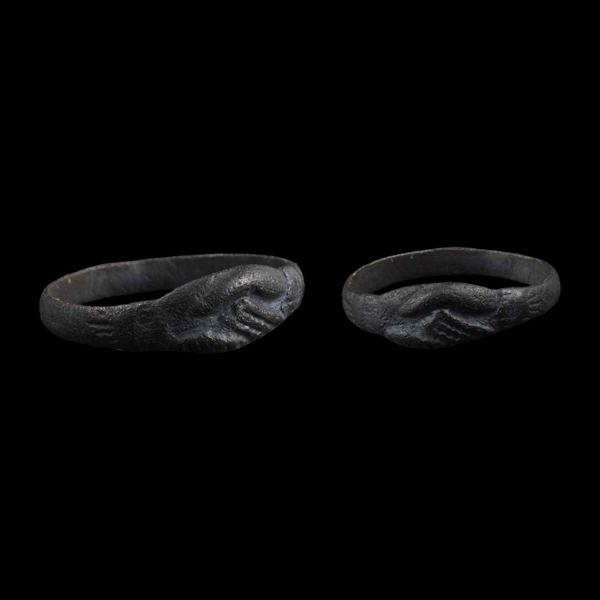 Medieval Bronze Clasped Hands Ring