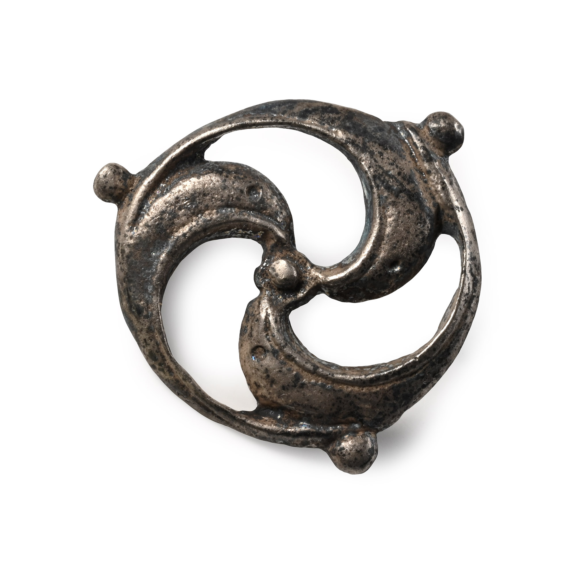 Romano-Celtic Silver Triskele Dolpin Brooch
