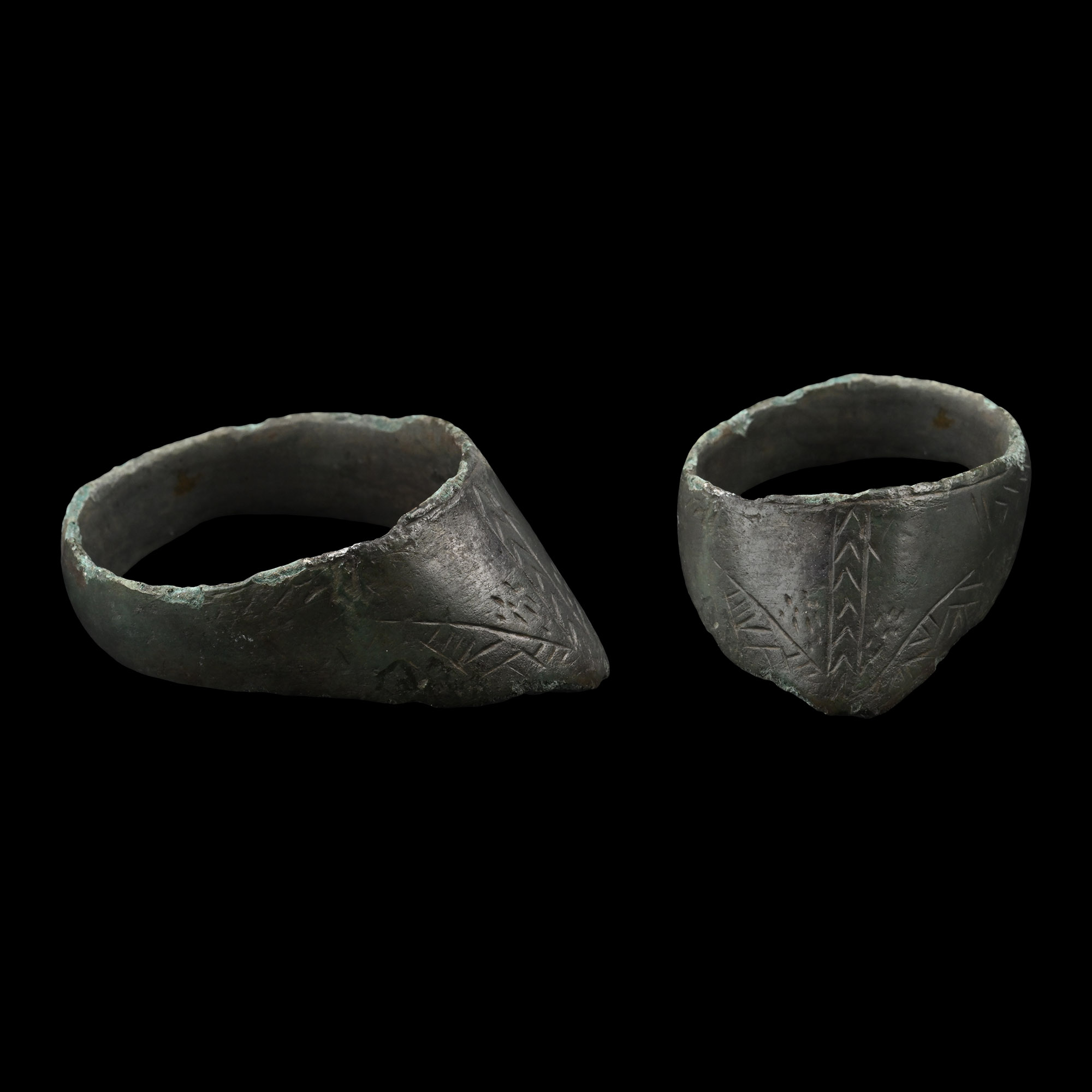 Medieval Bronze Decorated Archer's Thumb Ring